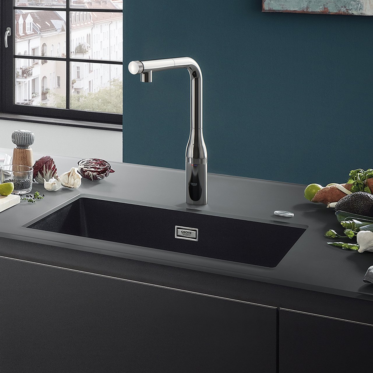 Grohe Essence SmartControl robinet de cuisine avec douchette extractible chrome brillant 31615000