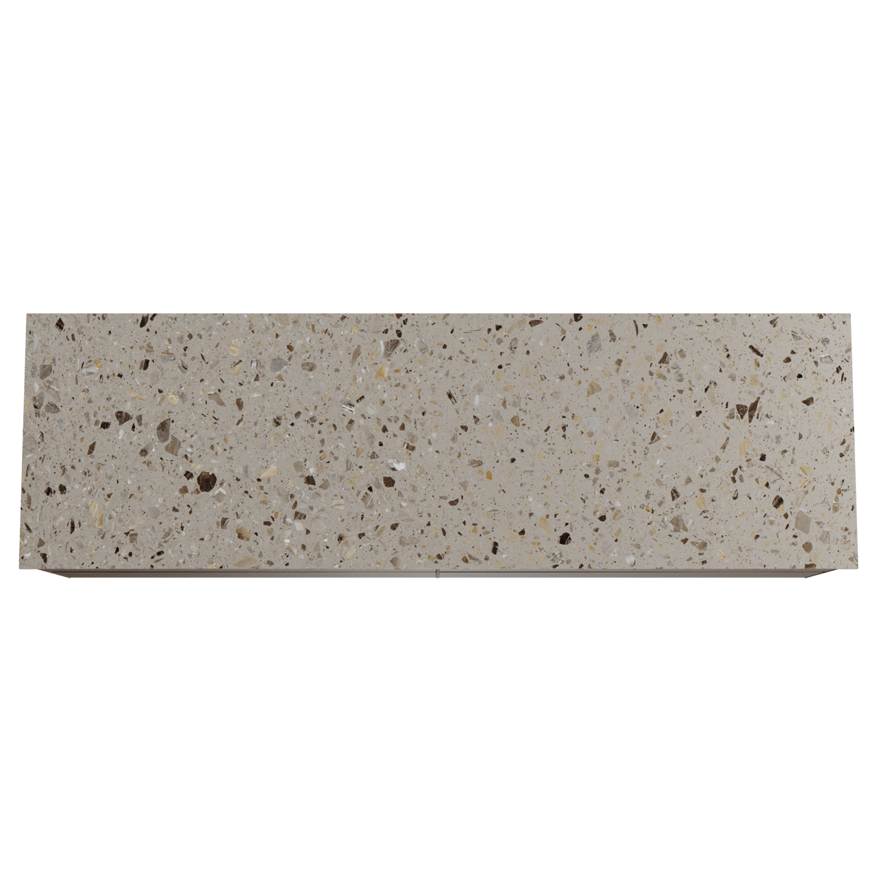 Balmani Mitra hängendes Möbelstück Set: 180 x 55 cm, Amerikanischer Nussbaum, mit Stretto Einzel- oder Doppel Waschtischplatte, Terrazzo in Greige