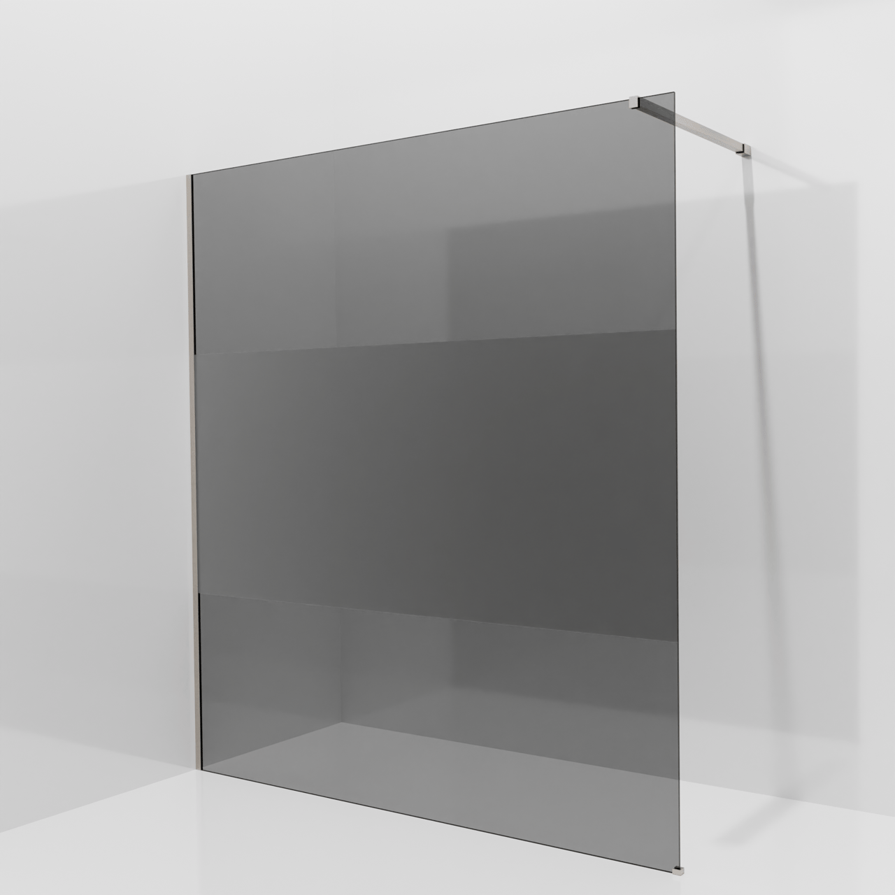 Balmani Modular douche à l'italienne: 180 x 200 cm, Verre fumé avec bande matte, Profil Brushed CoolMetal