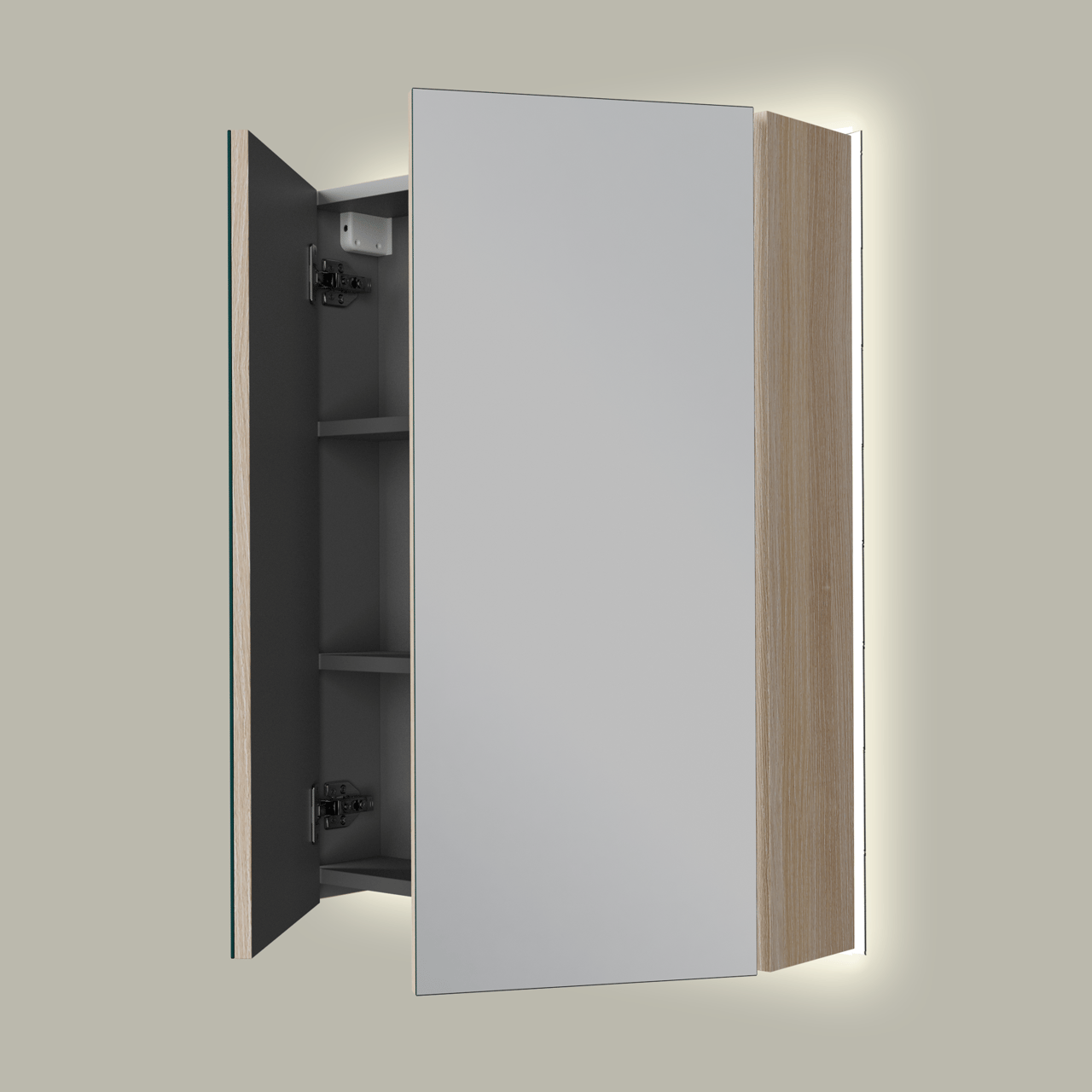 Linie Montro spiegelkast 60 x 75 cm lichte eik met spiegelverlichting