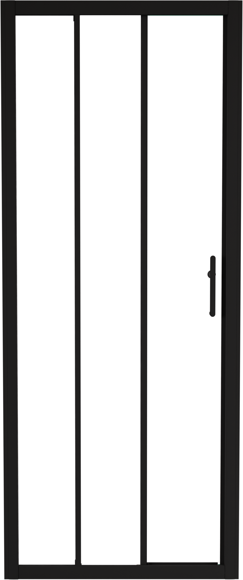 Linie Cadiz driedelige douche schuifdeur 80 cm x 190 cm Helder glas mat zwart profiel