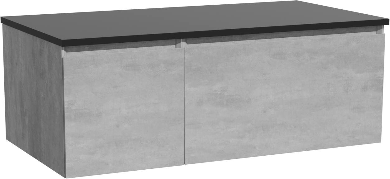 Storke Edge meuble salle de bains suspendu 100 x 52 cm béton gris foncé avec Panton tablette simple en mdf enduit de poudre noir mat