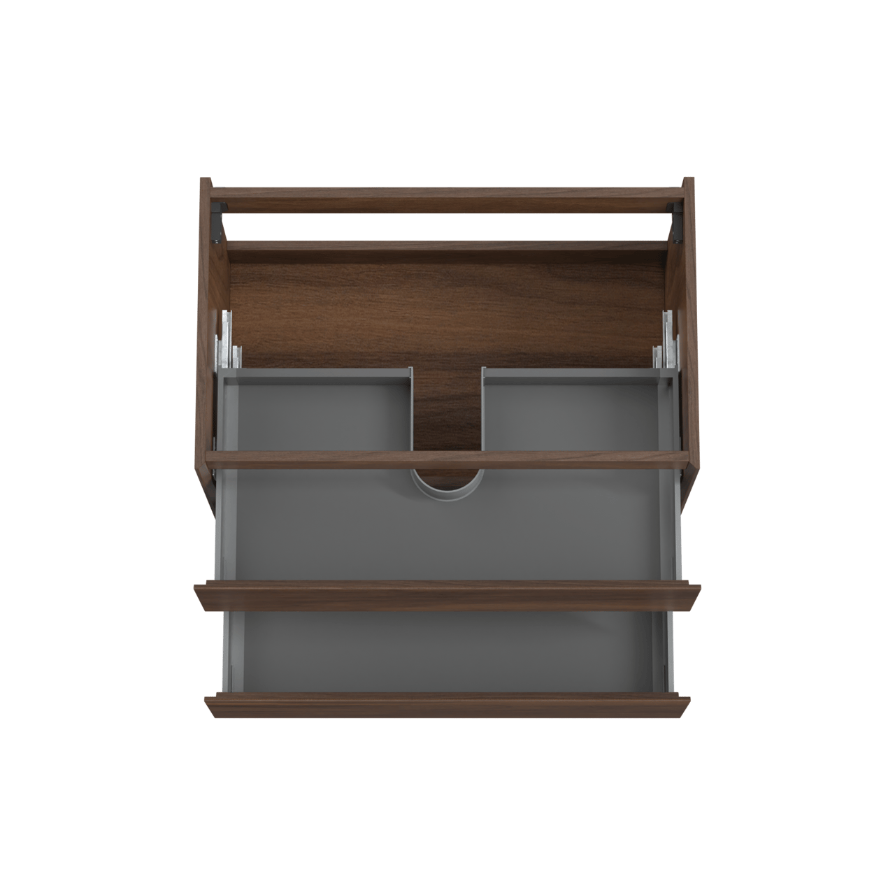 Storke Edge hängender Waschbeckenunterschrank: 85 x 52 cm, Nussbaum, 2 Schubladen