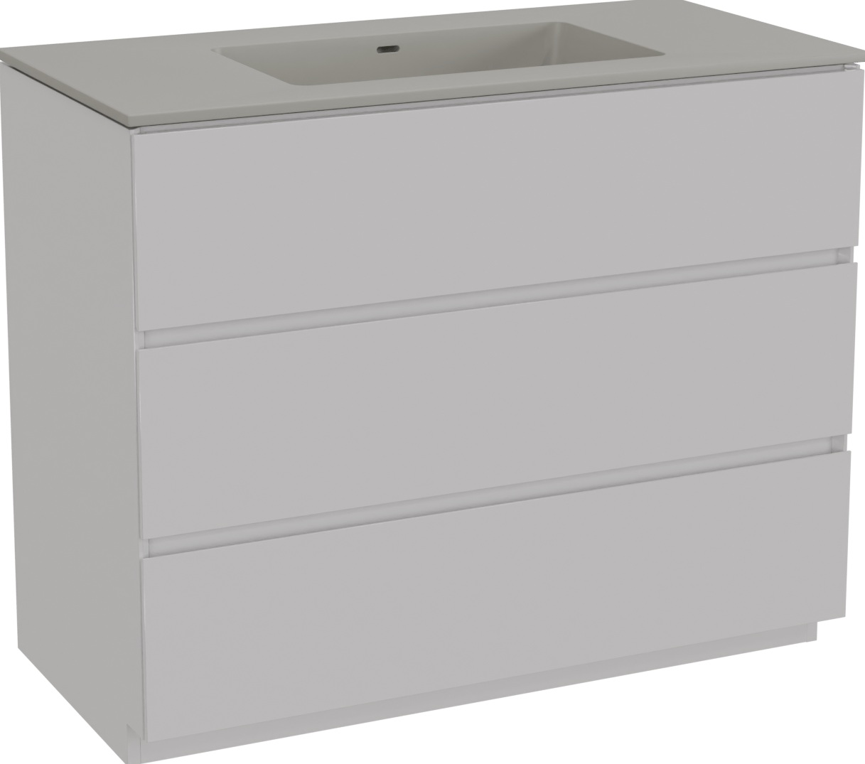 Storke Edge staand badmeubel 105 x 52 cm hoogglans wit met Diva enkele wastafel in top solid zijdegrijs