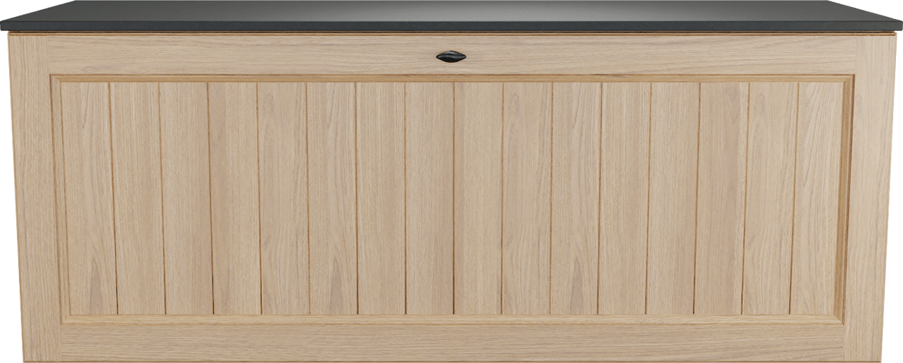 Balmani Lemon zwevend badkamermeubel 135 x 55 cm, fineer natuur eik met Stretto enkel of dubbel tablet in graniet zwart