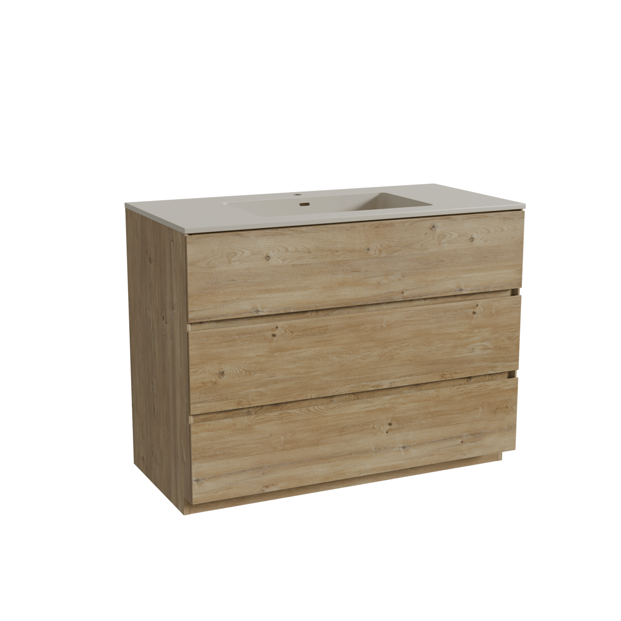 Storke Edge meuble salle de bains à poser 105 x 52 cm chêne brut avec Diva plan simple en top solid soie grise