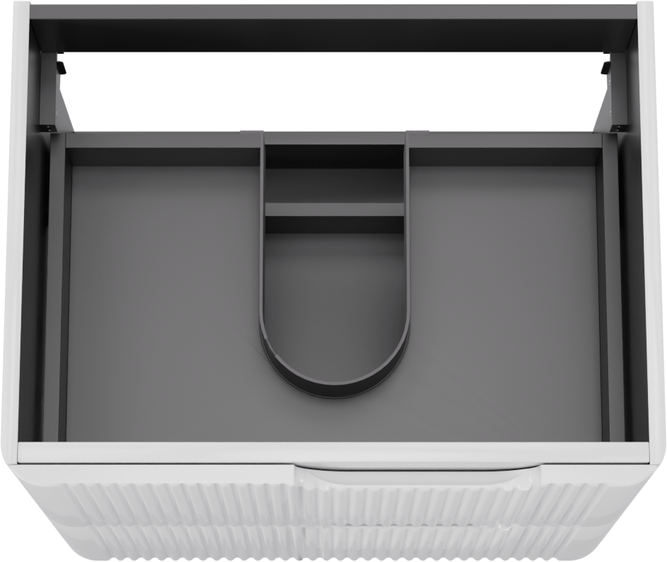 Linie Curvo hängender möbelstück Waschtischunterschränke 60 x 46 cm Weiβ glänzend 2 Schubladen, Vert. Sym. Rippe