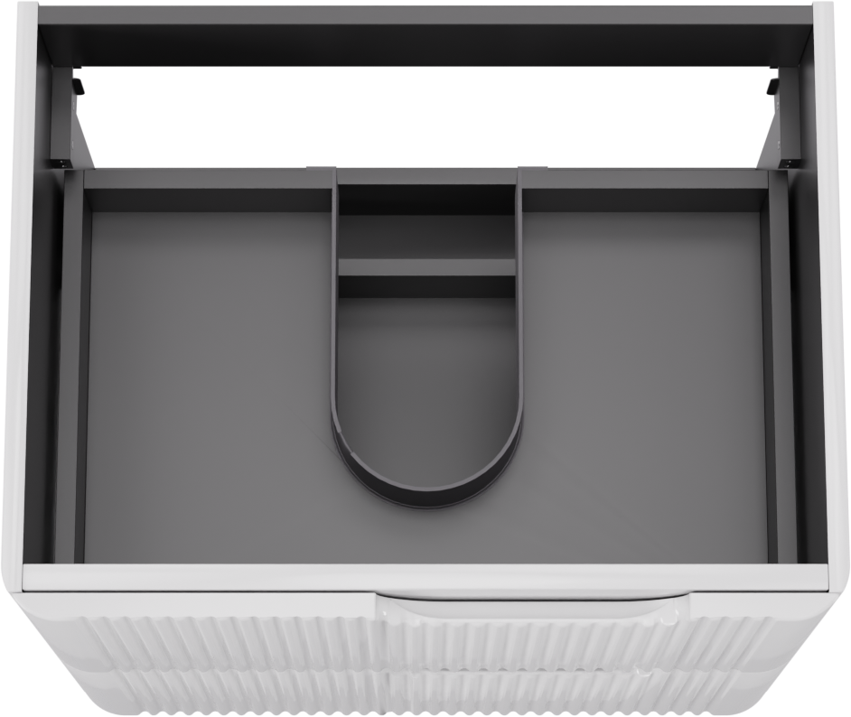 Linie Curvo hängender möbelstück Waschtischunterschränke 60 x 46 cm Weiβ glänzend 2 Schubladen, Vert. Sym. Rippe