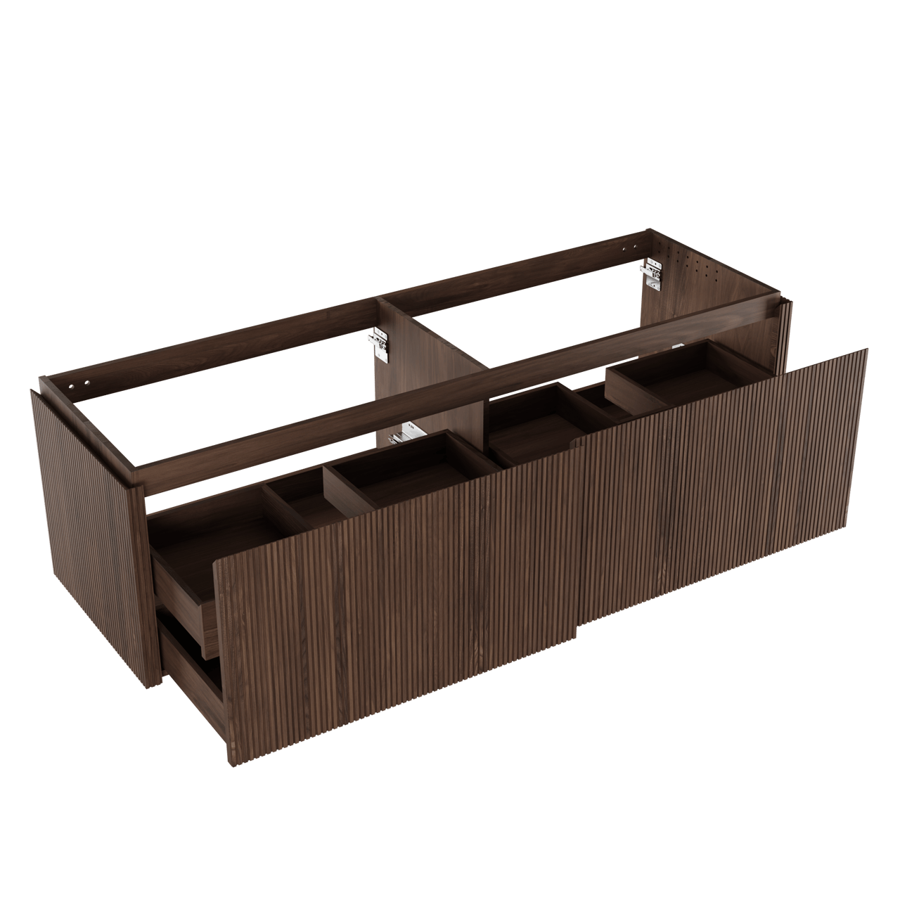 Balmani Eclips meuble sous-lavabo suspendu 180 x 55 cm Noyer américain 4 tiroirs Nervure sym. vert.