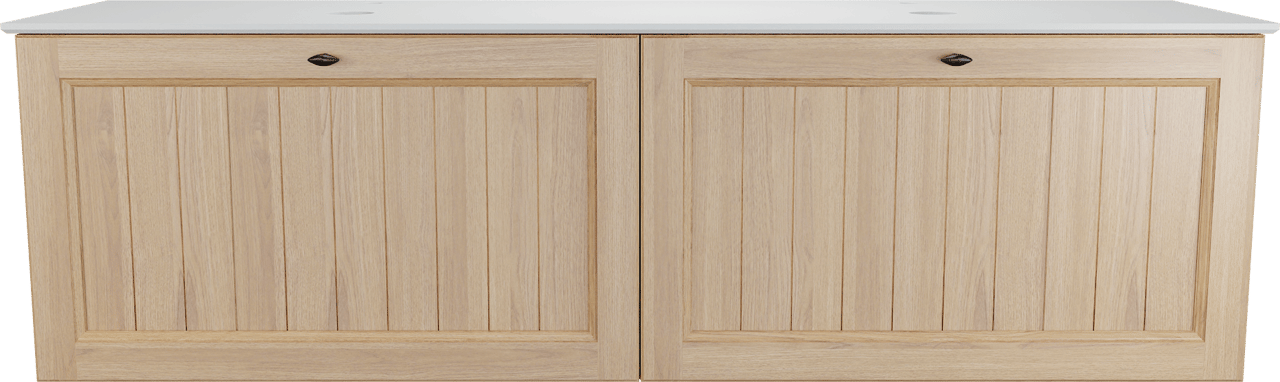 Balmani Lemon meuble salle de bains suspendu 180 x 55 cm, placage chêne naturel avec Facetta tablette double en blanc mat