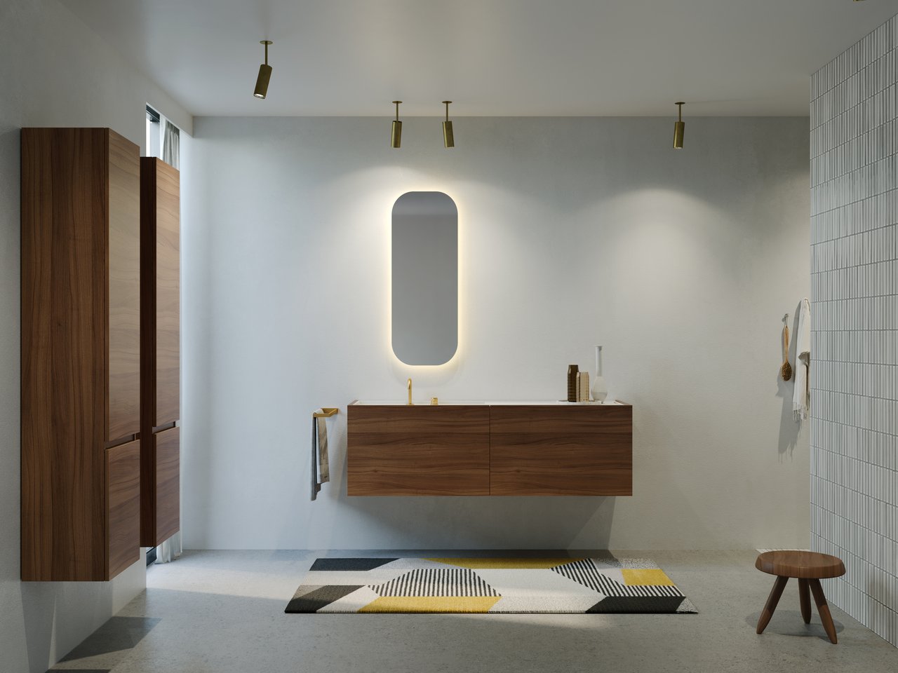 Balmani Giro Arcato miroir coins arrondis lumineux et anti-buée 41 x 108 cm