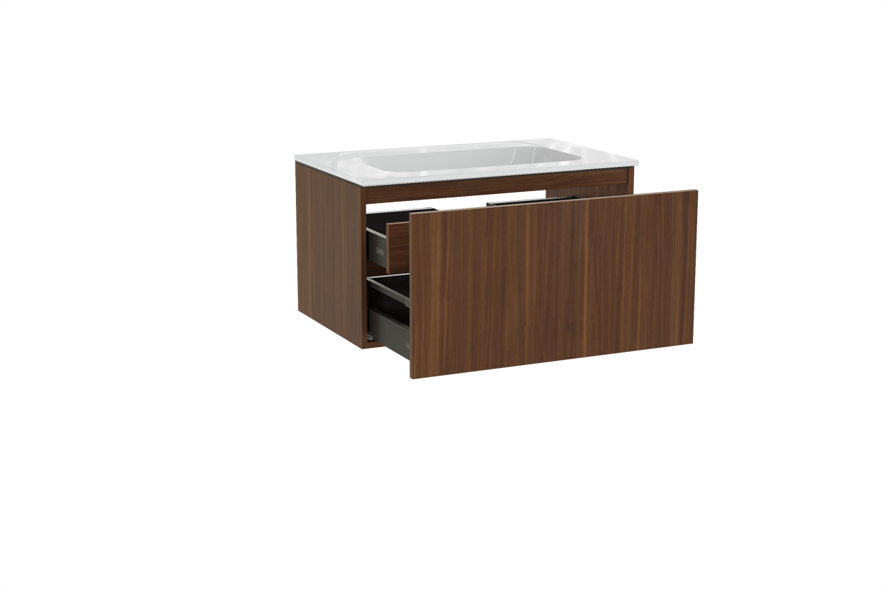 Balmani Sfera meuble salle de bains suspendu 90 x 55 cm noyer américain avec Tablo Strada plan simple en marbre composite blanc brillant