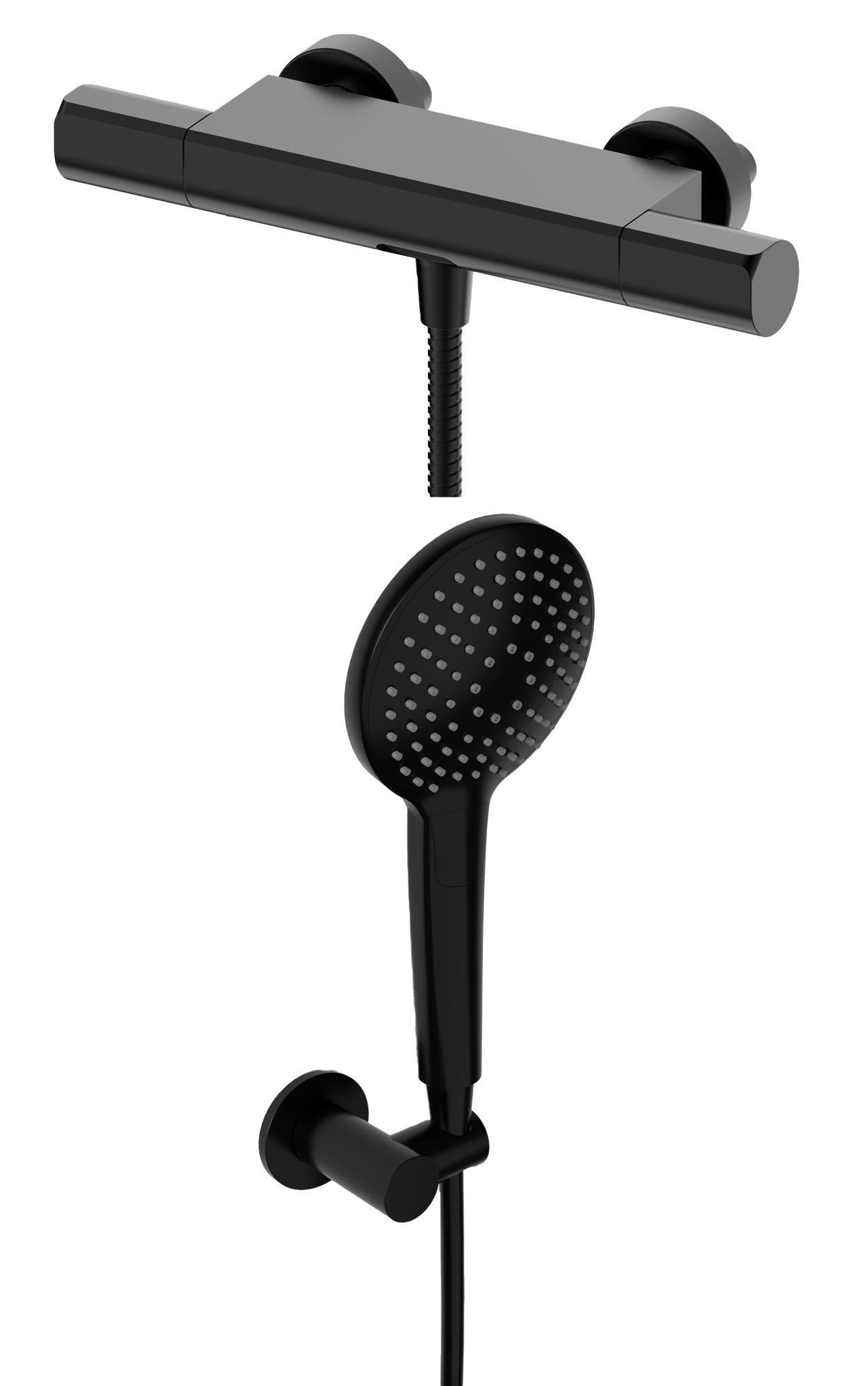 Blaufoss Eris Thermostat-Armatur Wandmontage Aufputz Badewannenarmatur schwarz matt