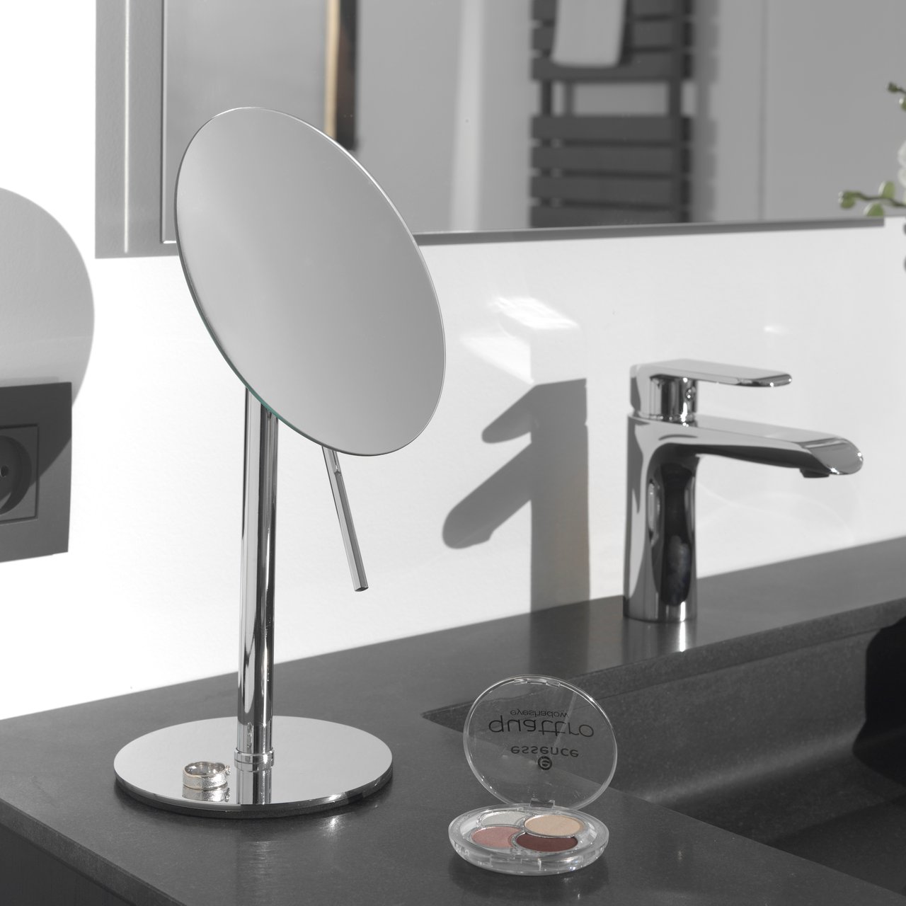 Blaufoss miroir à maquillage rond chrome sur pied 20 cm