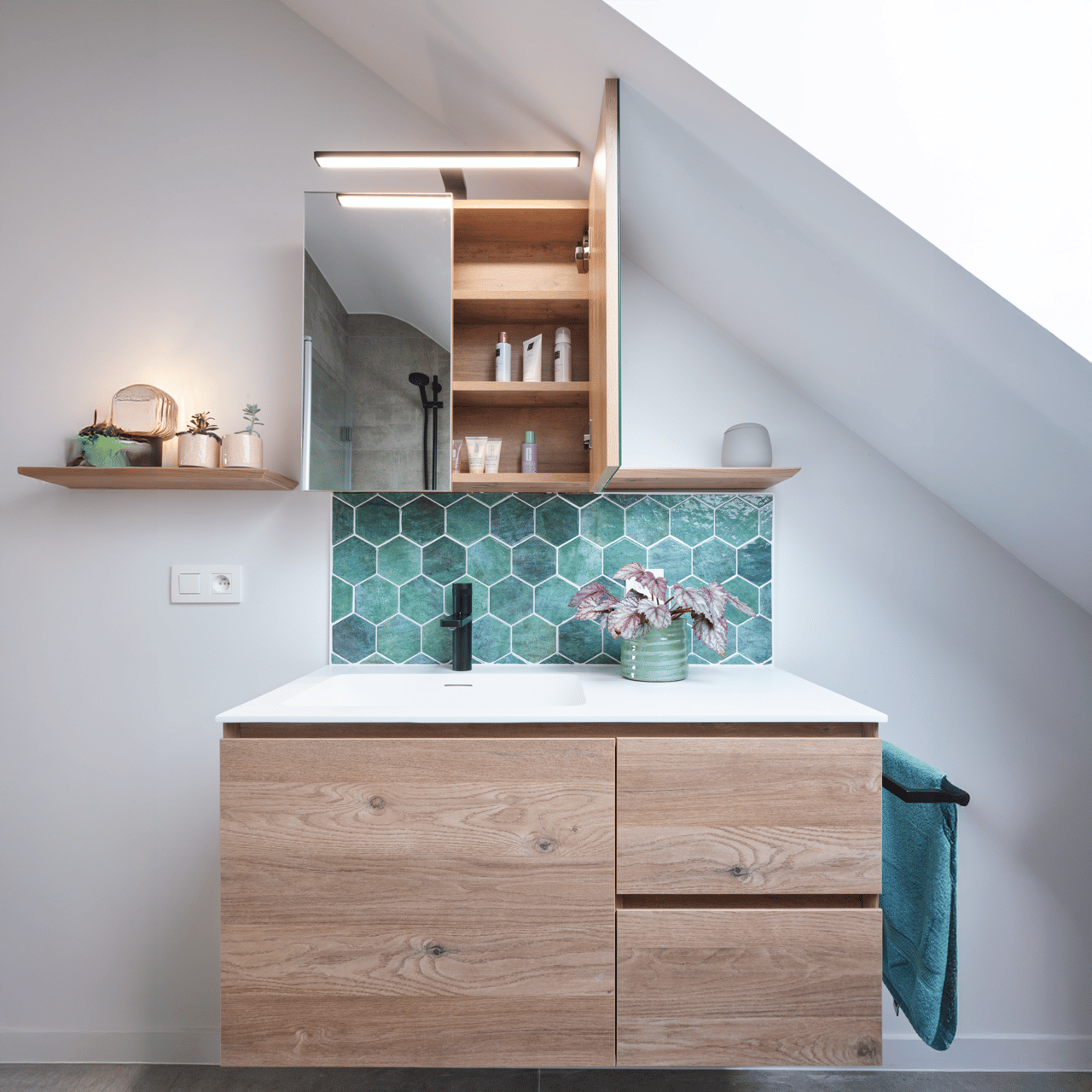 Storke Reflecta Spiegelschrank Bad: 60 x 75 cm, Eiche rustikal