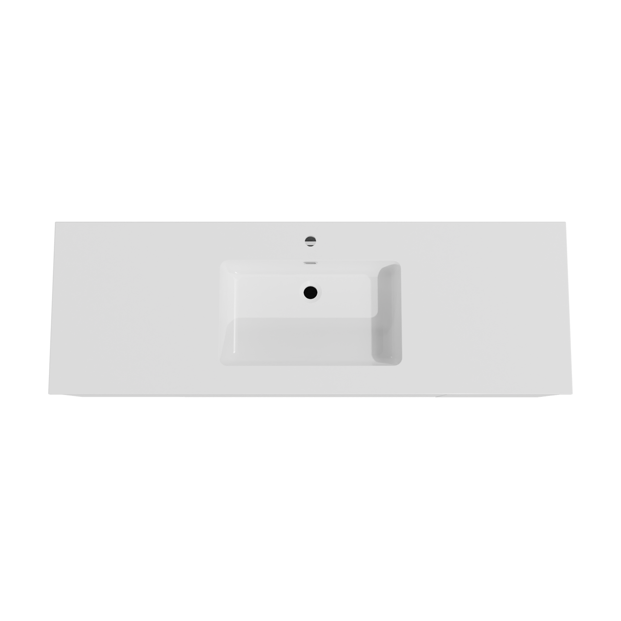 Storke Edge meuble salle de bains suspendu 155 x 52 cm blanc mat avec Diva plan simple en marbre composite blanc brillant