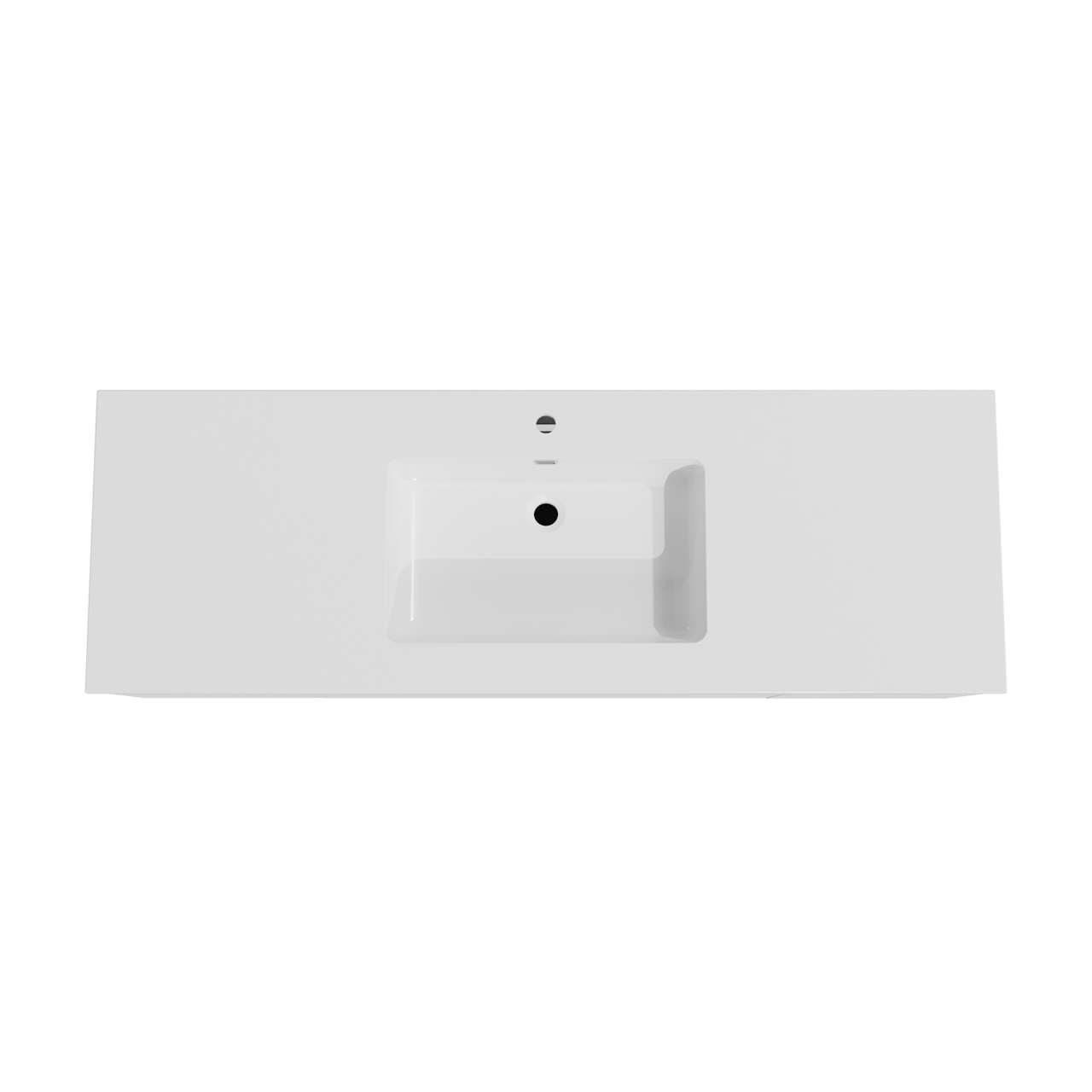 Storke Edge meuble salle de bains suspendu 155 x 52 cm blanc mat avec Diva plan simple en marbre composite blanc brillant