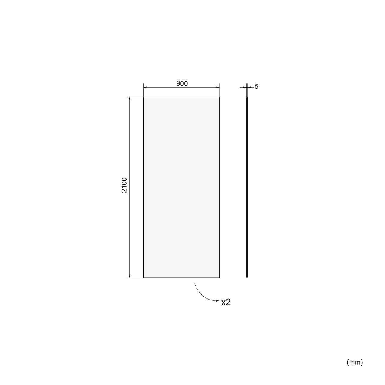 Linie Plato Duschrückwand: 90 x 90 x 210 cm, PVC, Dunkelgrau Dakota