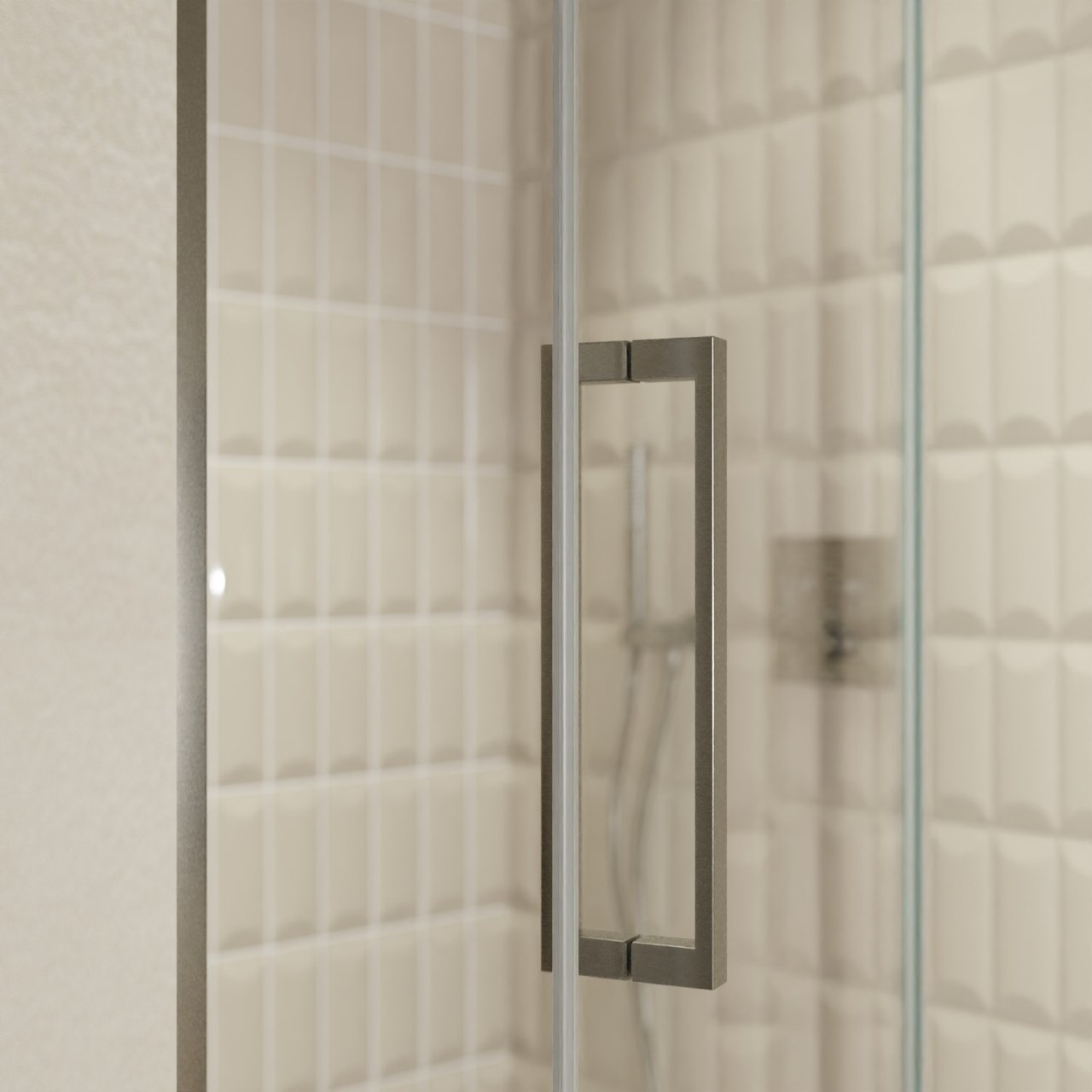 Balmani Senses Design Dusche Drehtür, Rechts, 120 cm x 210 cm, Klarglas, Profil Brushed GunMetal, inklusive Coating