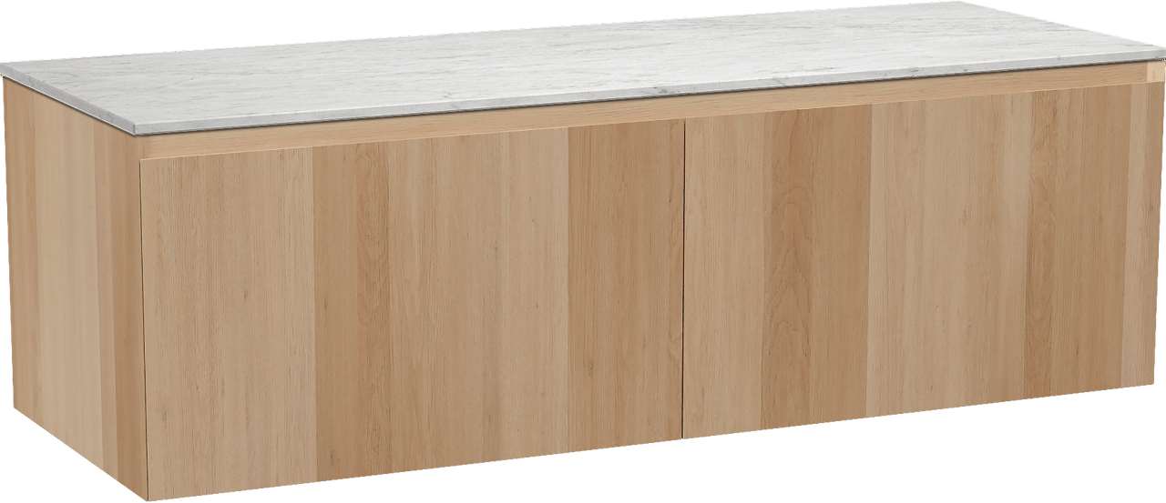 Balmani Idra meuble salle de bains suspendu 150 x 55 cm chêne naturel avec Stretto tablette simple ou double en marbre carrare