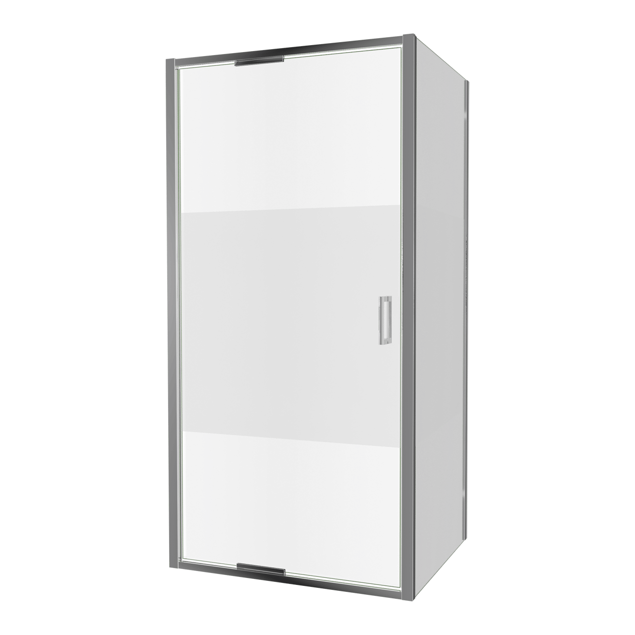 Luca Varess Vidor In douchecabine met draaideur en vaste zijwand 100 x 80 cm Helder glas met matte strook glans chroom profiel