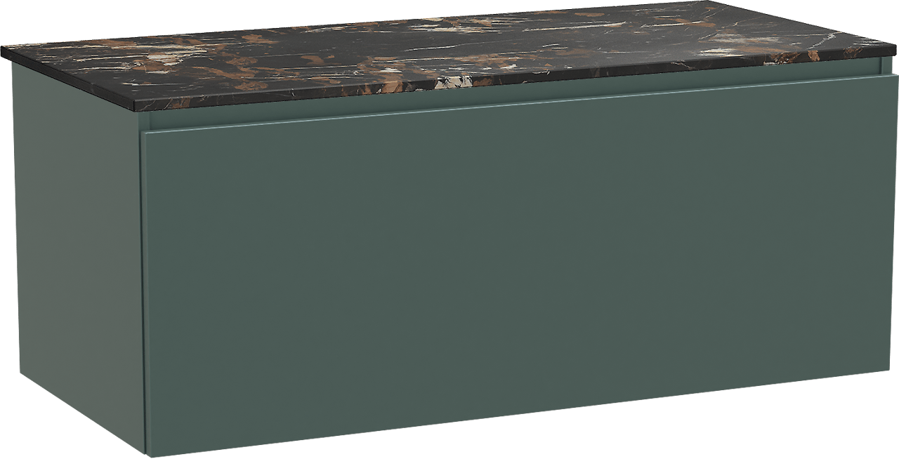 Balmani Sfera meuble salle de bains suspendu 120 x 55 cm forest avec Stretto tablette simple en marbre portoro gold