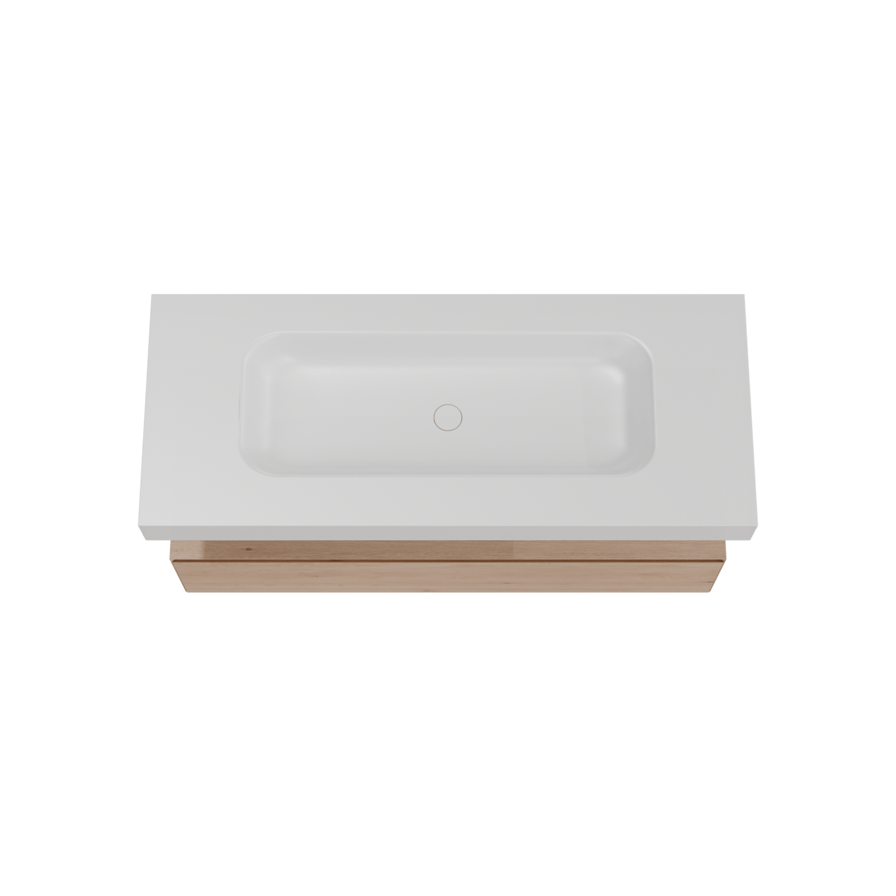 Balmani Mitra Elements meuble salle de bains suspendu 135 x 55 cm chêne naturel avec Wave lavabo simple pour 2 trous de robinet en solid surface blanc mat