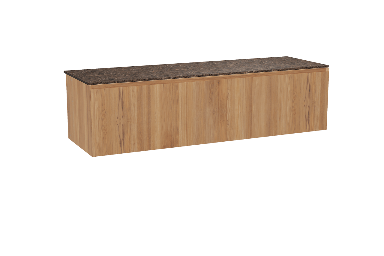 Balmani Idra hängendes Möbelstück Set: 180 x 55 cm, Teak, mit Stretto Einzel- oder Doppel Waschtischplatte, Marmor Dark Emperador