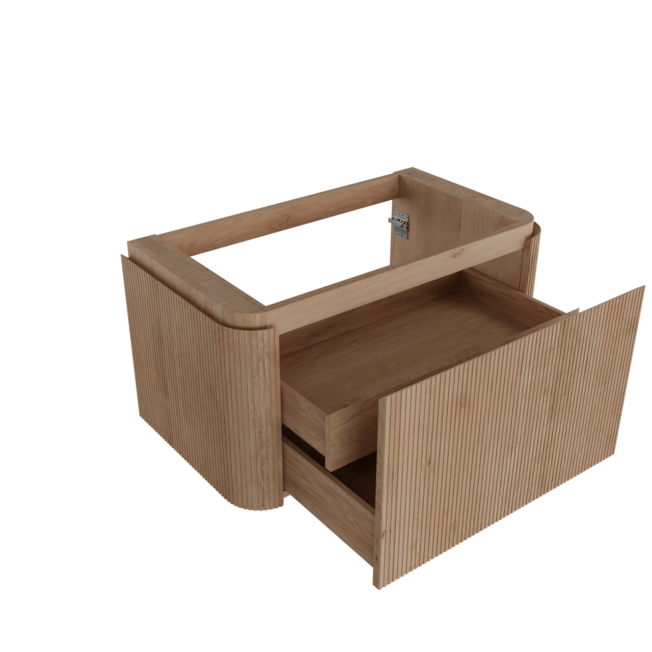 Balmani Moon meuble sous-lavabo suspendu 100 x 55 cm Chêne naturelle 2 tiroirs Nervure sym. vert.