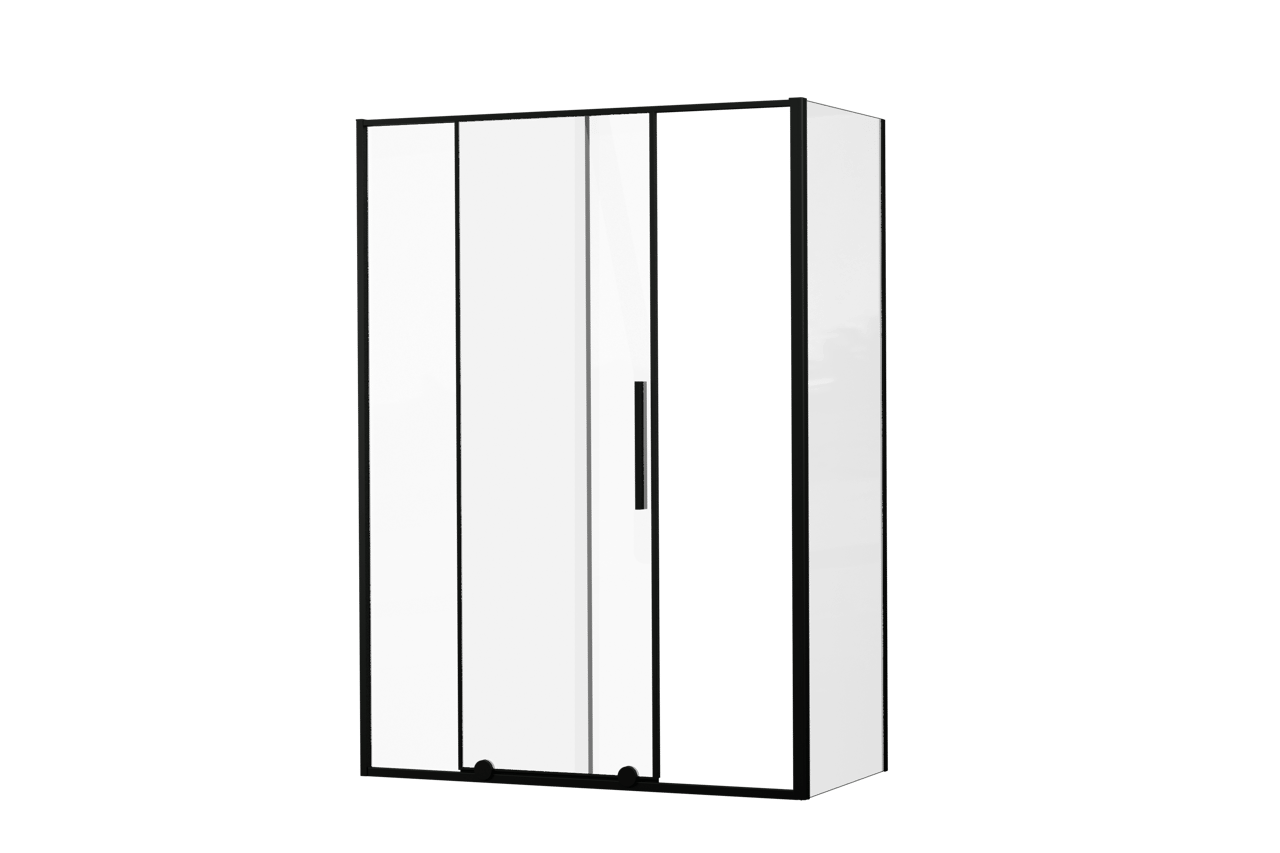 Luca Varess Morano douchehoek met schuifdeur en vaste zijwand 140 x 70 cm helder glas mat zwart profiel