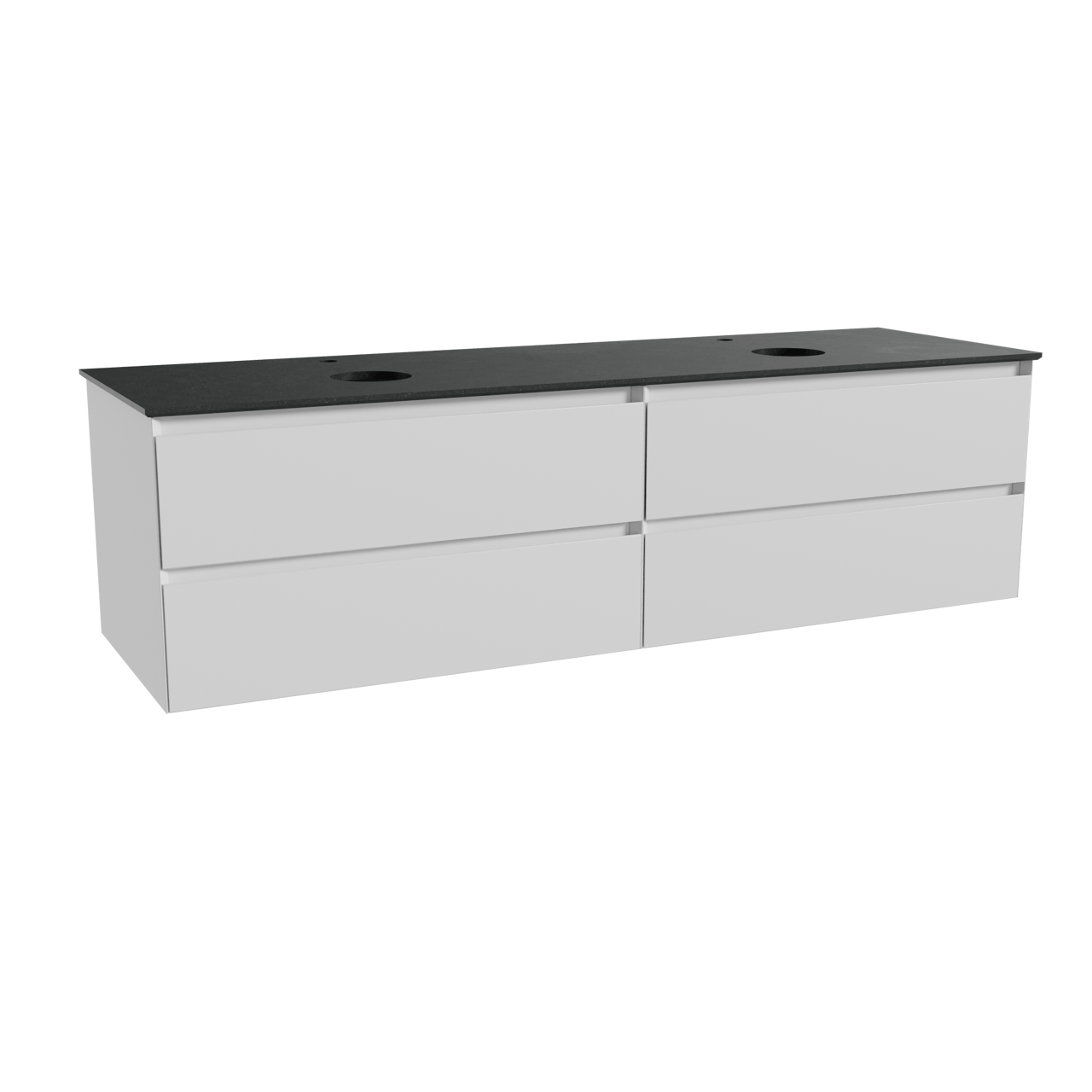 Balmani Mitra meuble salle de bains suspendu 180 x 55 cm blanc mat avec Facetta tablette double en granit noir