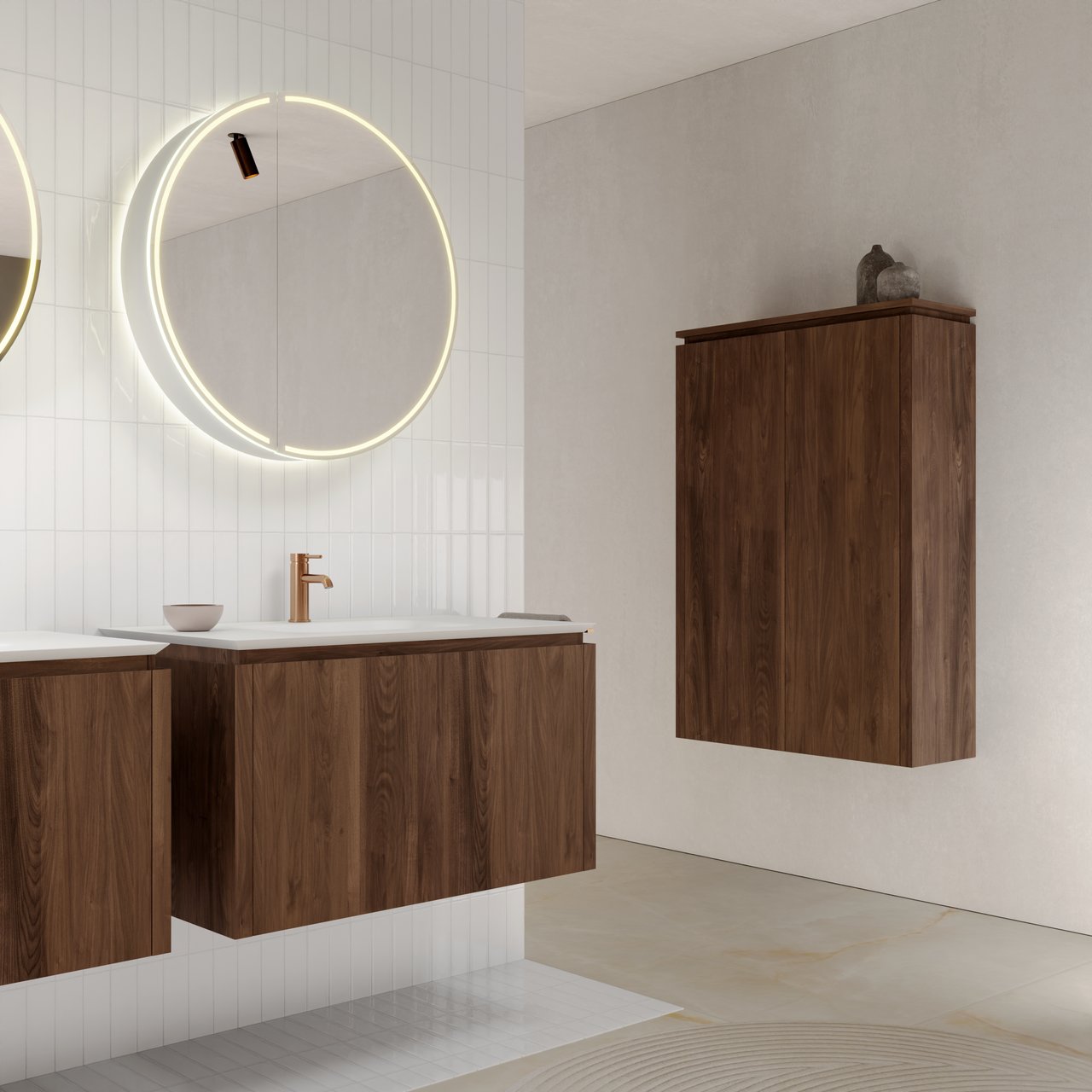 Balmani Eclips hängender Hochschrank Amerikanischer Nussbaum 90 x 32 x 130 cm