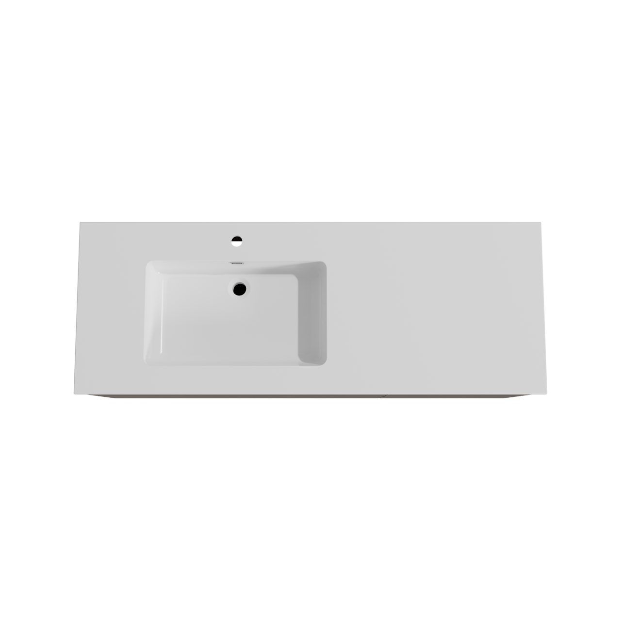 Storke Edge meuble salle de bains suspendu 140 x 52 cm noyer avec Diva plan vasque asymétrique à gauche en marbre composite blanc brillant