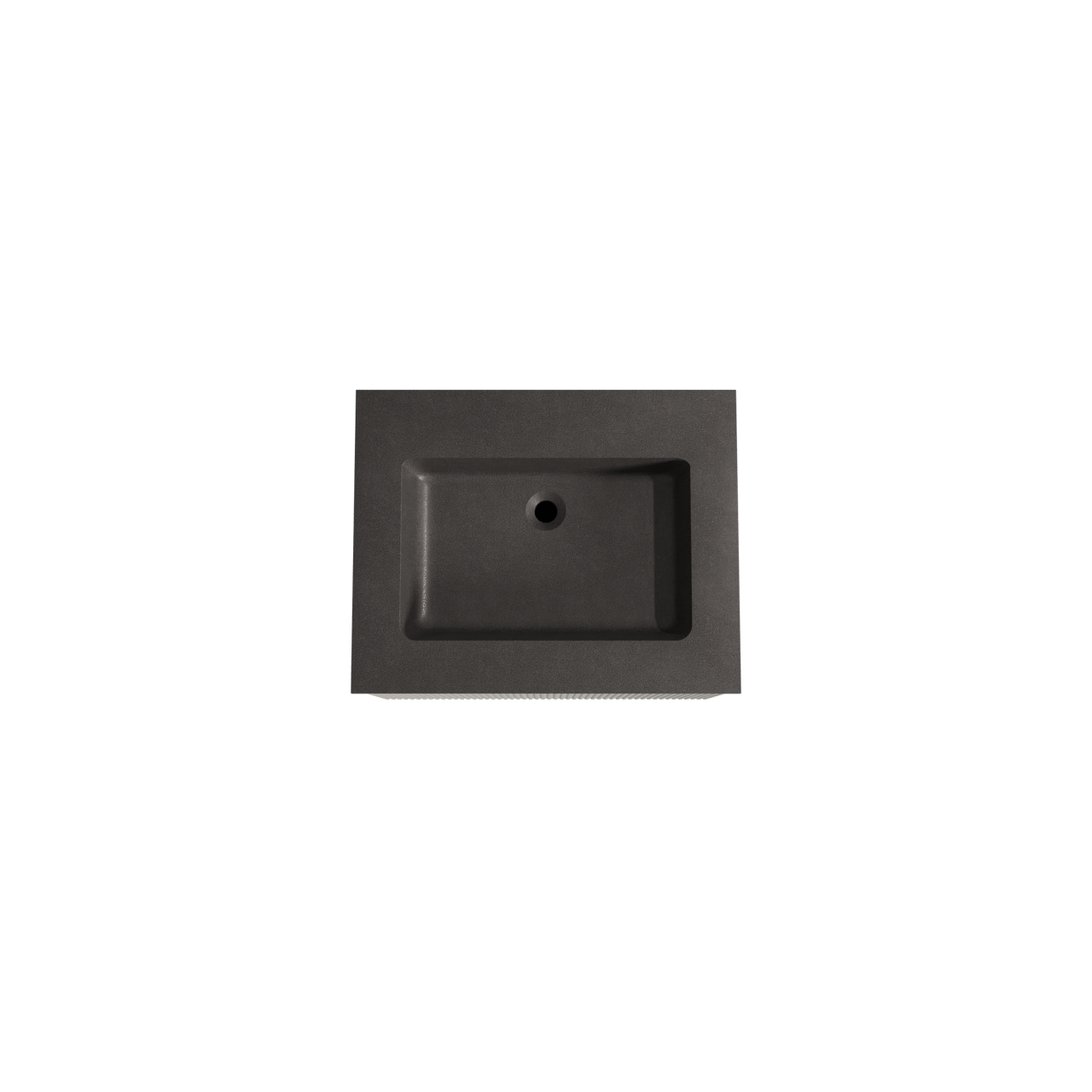 Storke Ribs zwevend badmeubel 65 x 52 cm zijdegrijs met Scuro enkele wastafel in kwarts mat zwart, Verticale symmetrische rechte ribbel