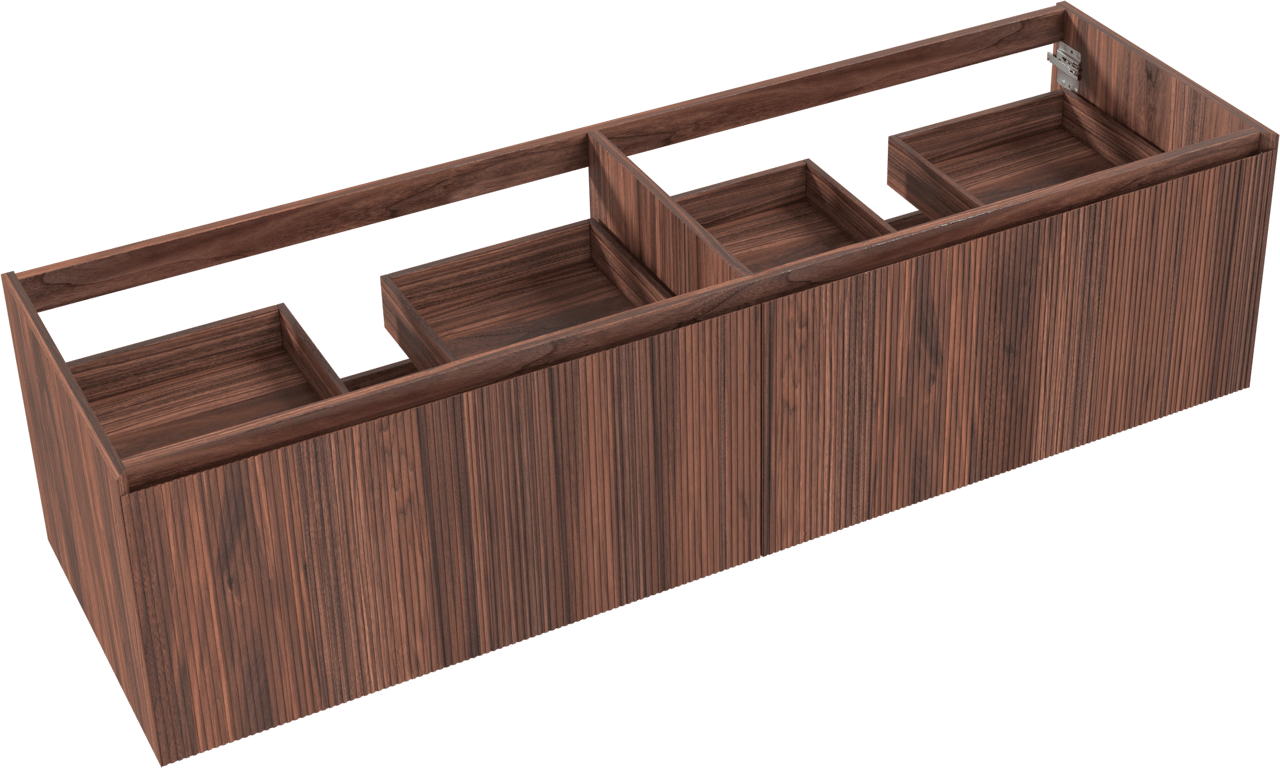 Balmani Fila hängender Waschbeckenunterschrank: 180 x 55 cm, Nussbaum, Furnierholz, 4 Schubladen