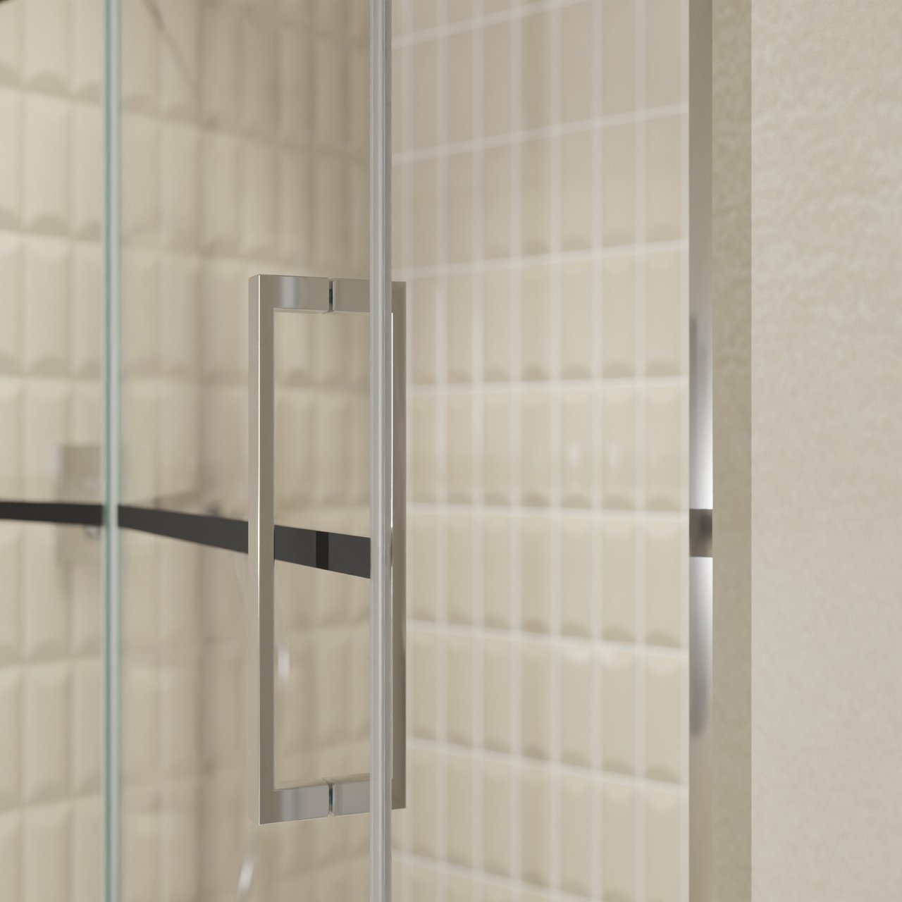 Balmani Senses Design douche draaideur links 140 cm x 210 cm Lined glas, Chroom profielen, met coating