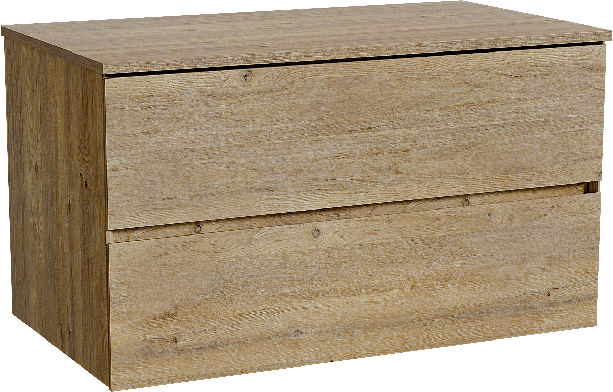 Storke Edge zwevend badmeubel 95 x 52 cm ruw eiken met Panton enkel wastafelblad in melamine ruw eiken