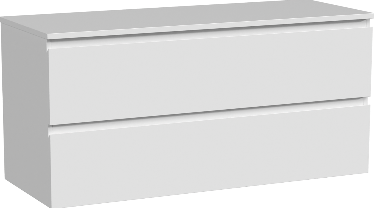 Linie Lado meuble salle de bains suspendu 120 x 46 cm blanc brillant avec Lado tablette double en marbre composite blanc mat