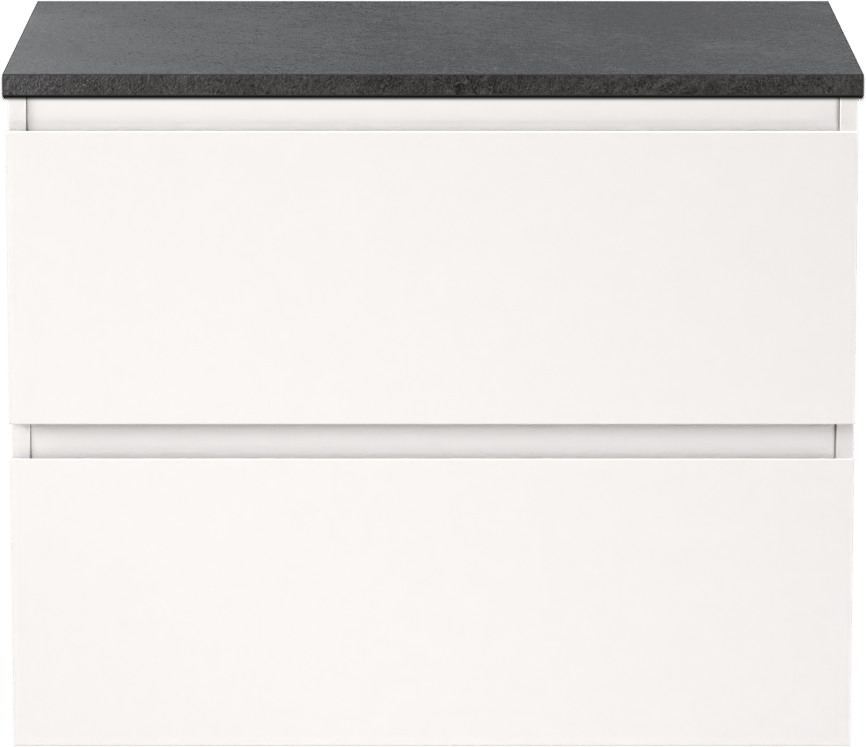 Linie Lado meuble salle de bains suspendu 70 x 46 cm blanc brillant avec Lado tablette simple en mélaminé ardoise gris