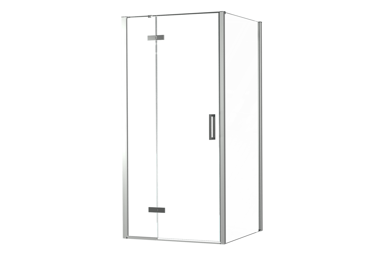 Luca Varess Nona douchehoek met draaideur en 2 vaste zijwanden 100 x 100 cm helder glas glanzend chroom profiel