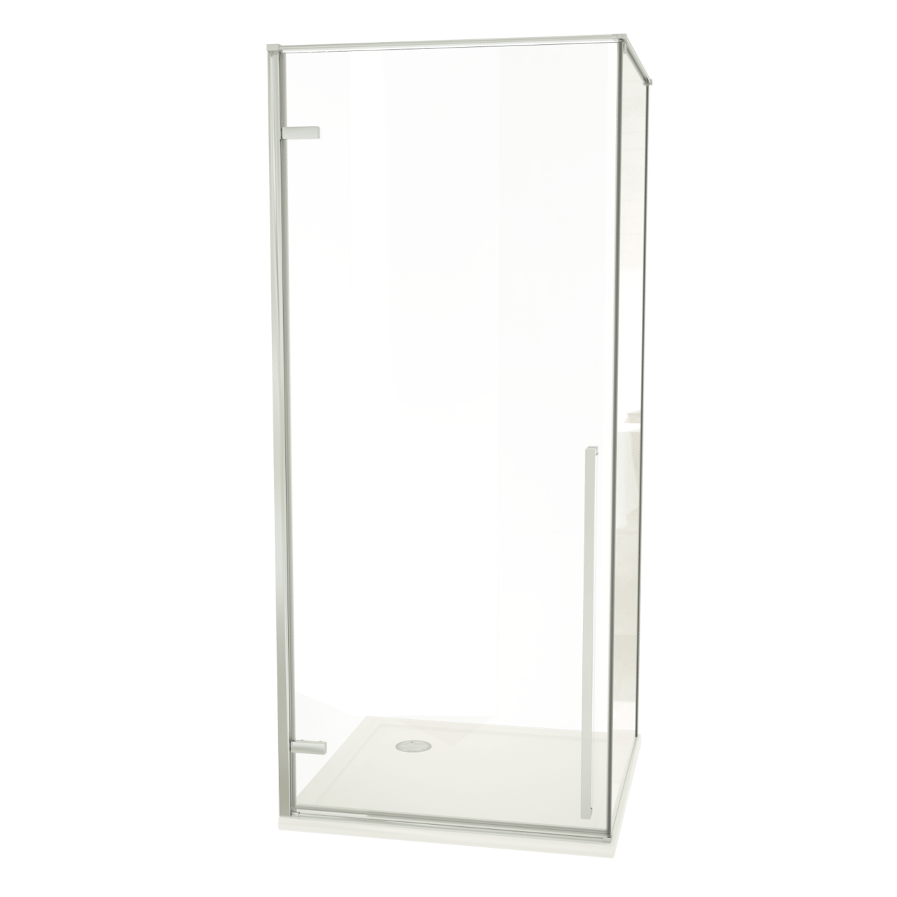 Luca Varess Stilus paroi de douche avec porte pivotante gauche et paroi latérale fixe 90 x 90 cm verre transparent profil chrome brillant