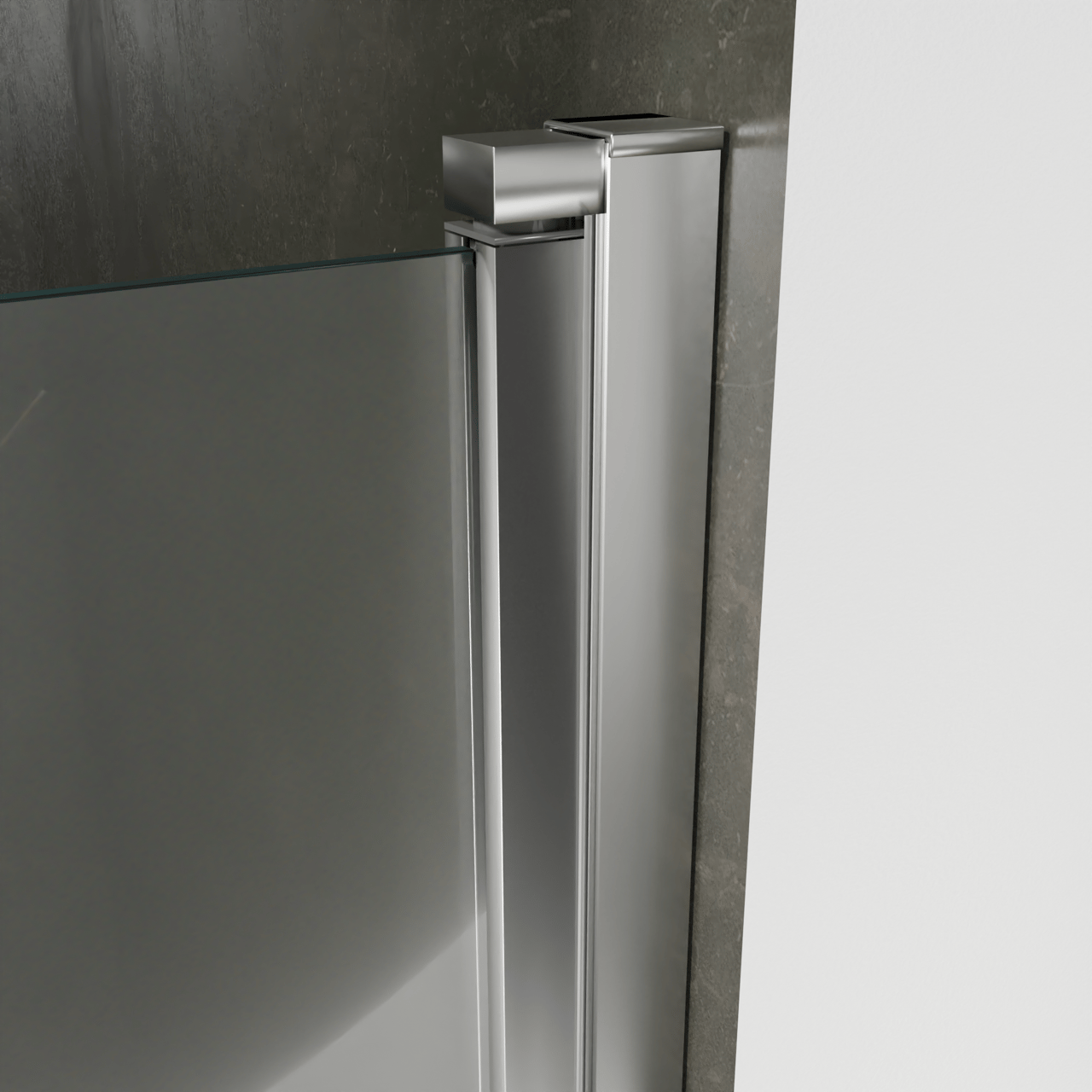 Luca Varess Kuresa porte battante 100 x 200 cm verre transparent profil chrome brillant