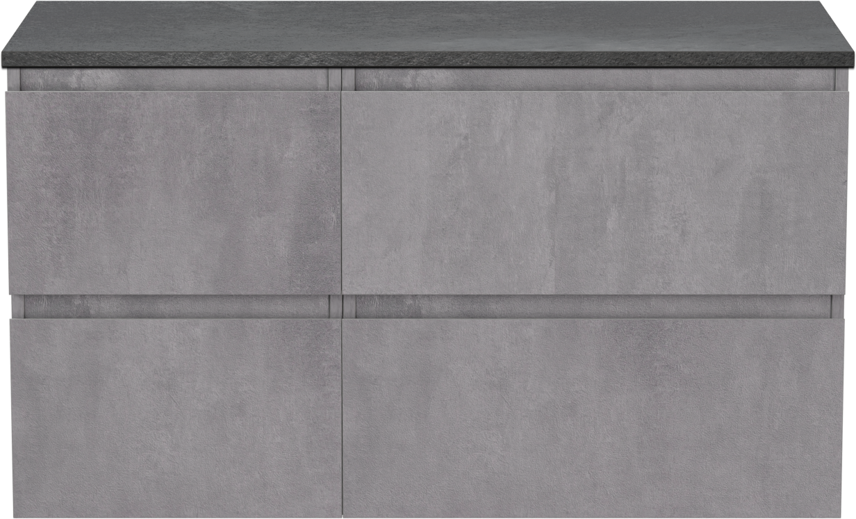 Linie Lado hängendes Möbelstück Set: 100 x 46 cm, Beton dunkelgrau, mit Lado Einzel- oder Doppel Waschtischplatte, Melamin Schiefergrau