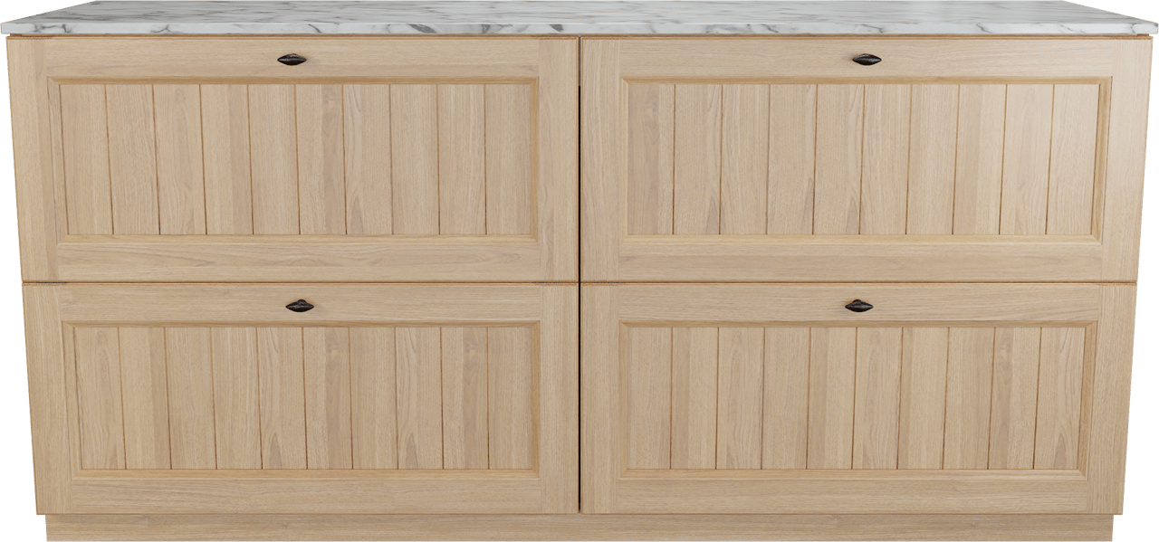 Balmani Lemon staand badkamermeubel 180 x 55 cm, fineer natuur eik met Stretto enkel of dubbel tablet in carrara