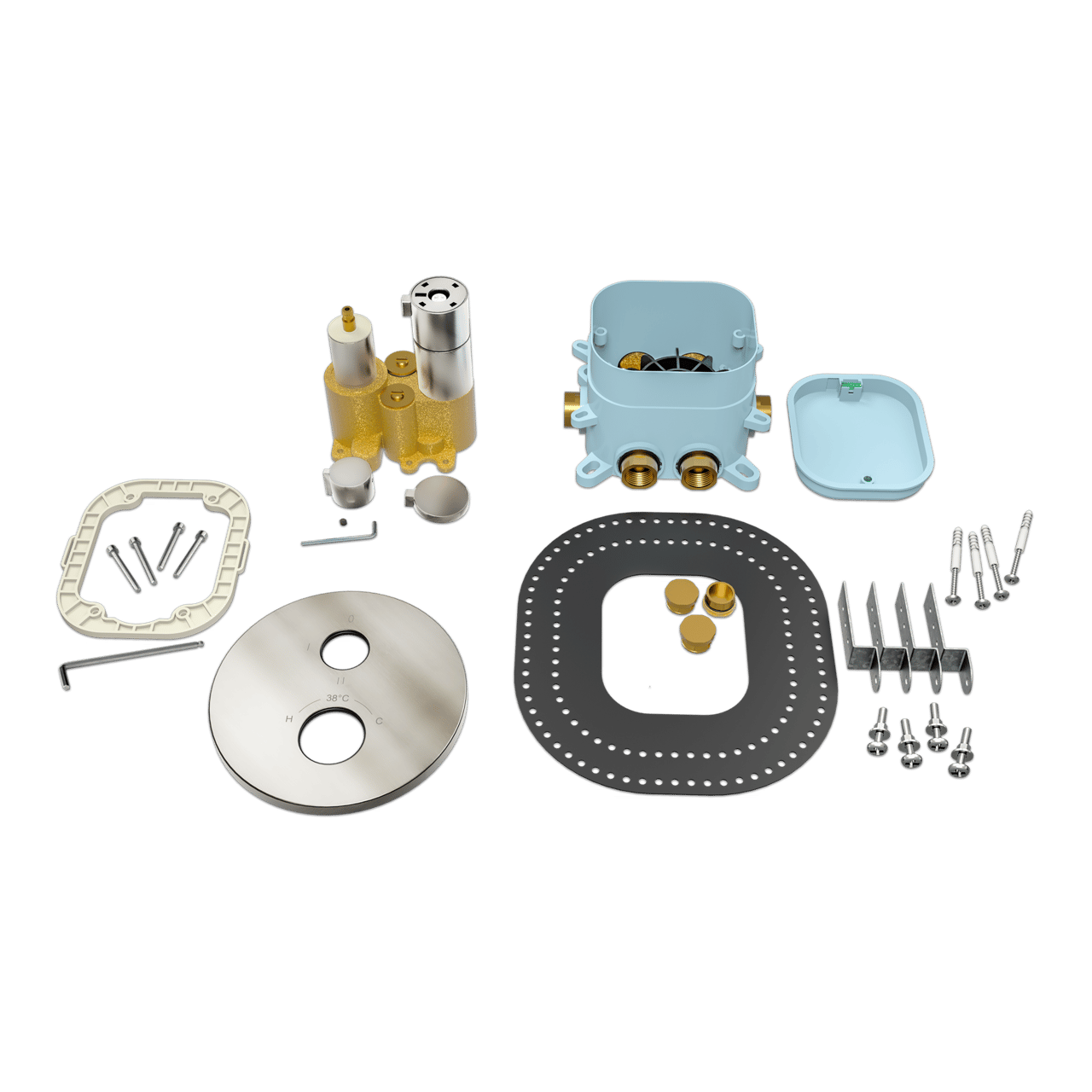 Blaufoss Smartbox Round thermostatische inbouw douchekraan 2 functies glanzend chroom