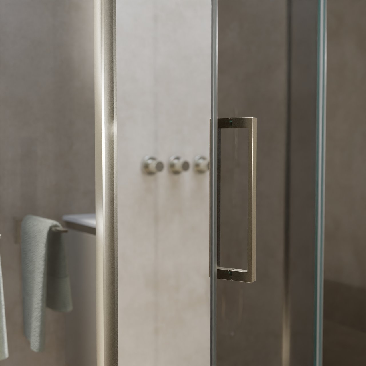 Balmani Senses Design douche en coin avec porte pivotante à droite et paroi latérale fixe, 140 x 90 cm, Miroir Reflex, Profil Brushed CoolMetal, coating inclus, coating inclus