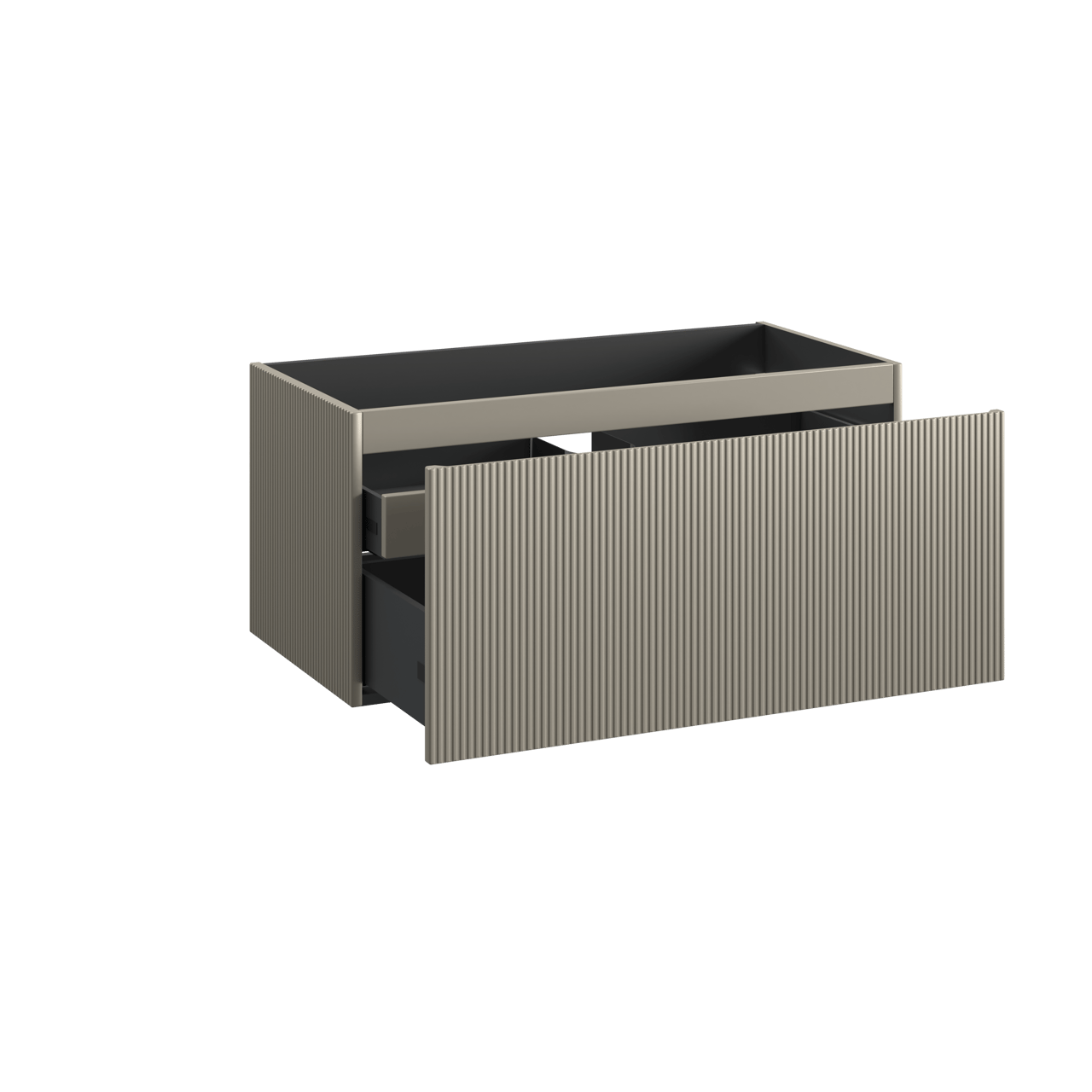 Storke Ribs meuble sous-lavabo suspendu 105 x 52 cm soie grise 2 tiroirs