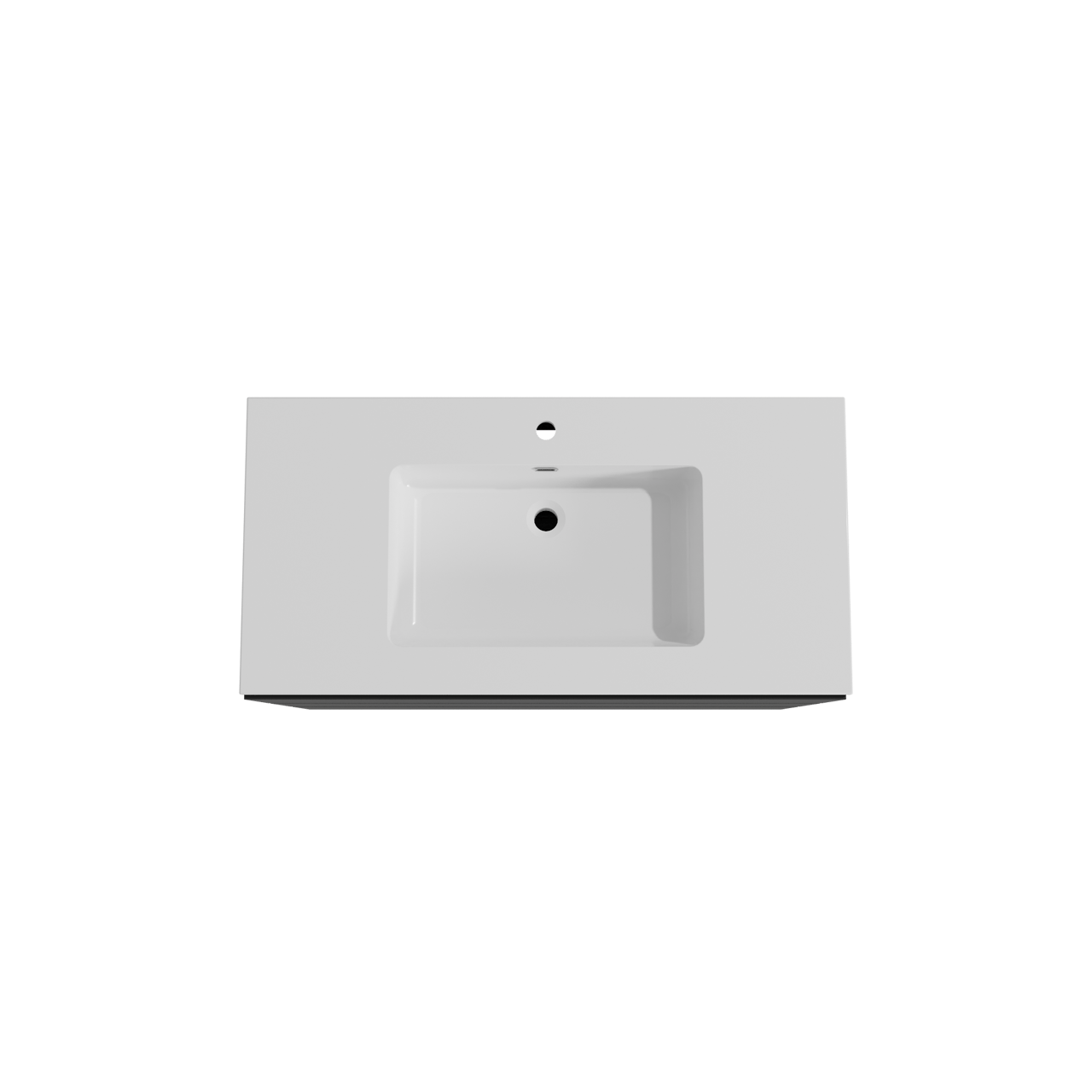 Storke Edge meuble salle de bains à poser 105 x 52 cm noir mat avec Diva plan simple en marbre composite blanc brillant