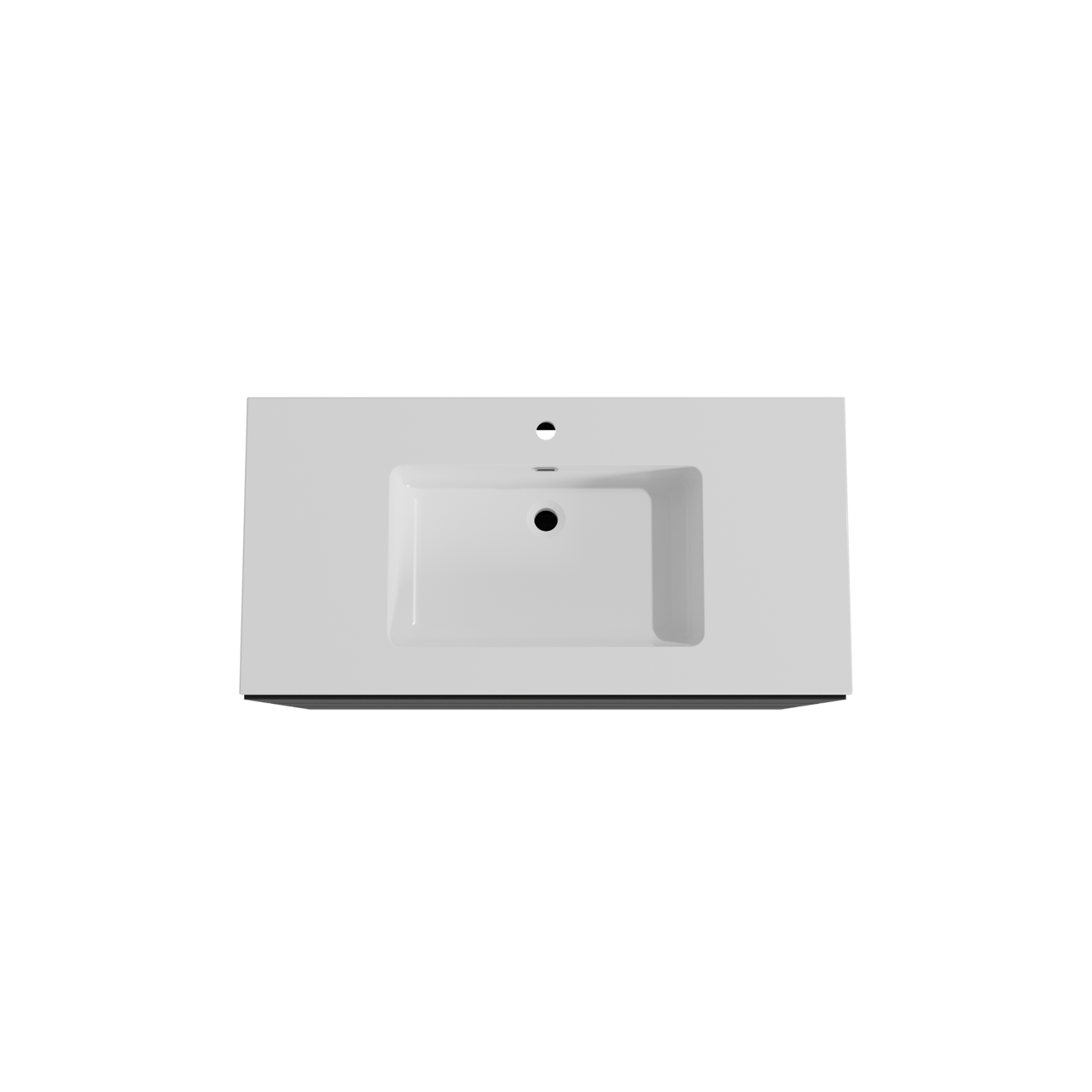 Storke Edge meuble salle de bains à poser 105 x 52 cm noir mat avec Diva plan simple en marbre composite blanc brillant