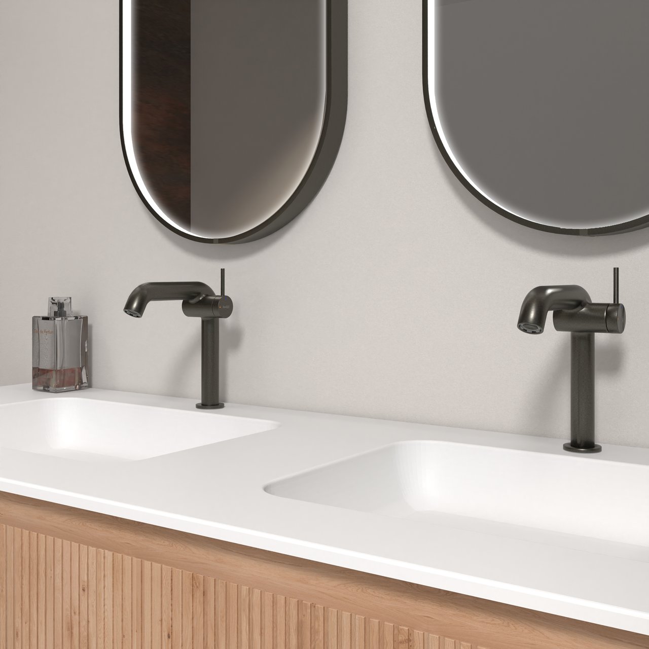 Blaufoss Round M EcoStart Standard-Waschtischarmatur Brushed GunMetal